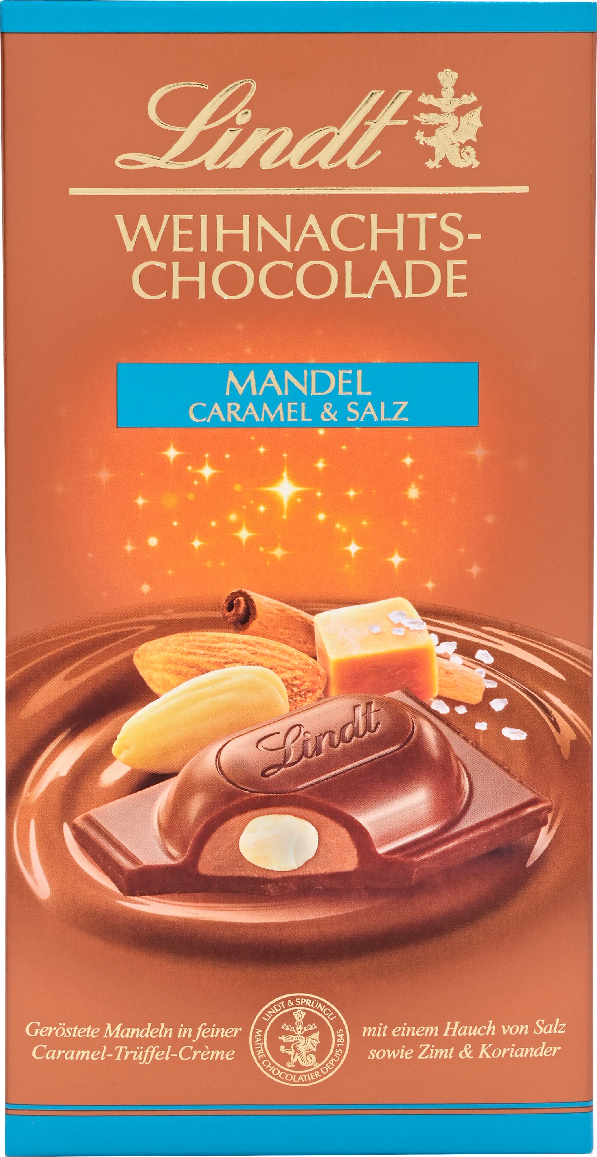Lindt Weihnachts-Schokolade Mandel Caramel & Salz