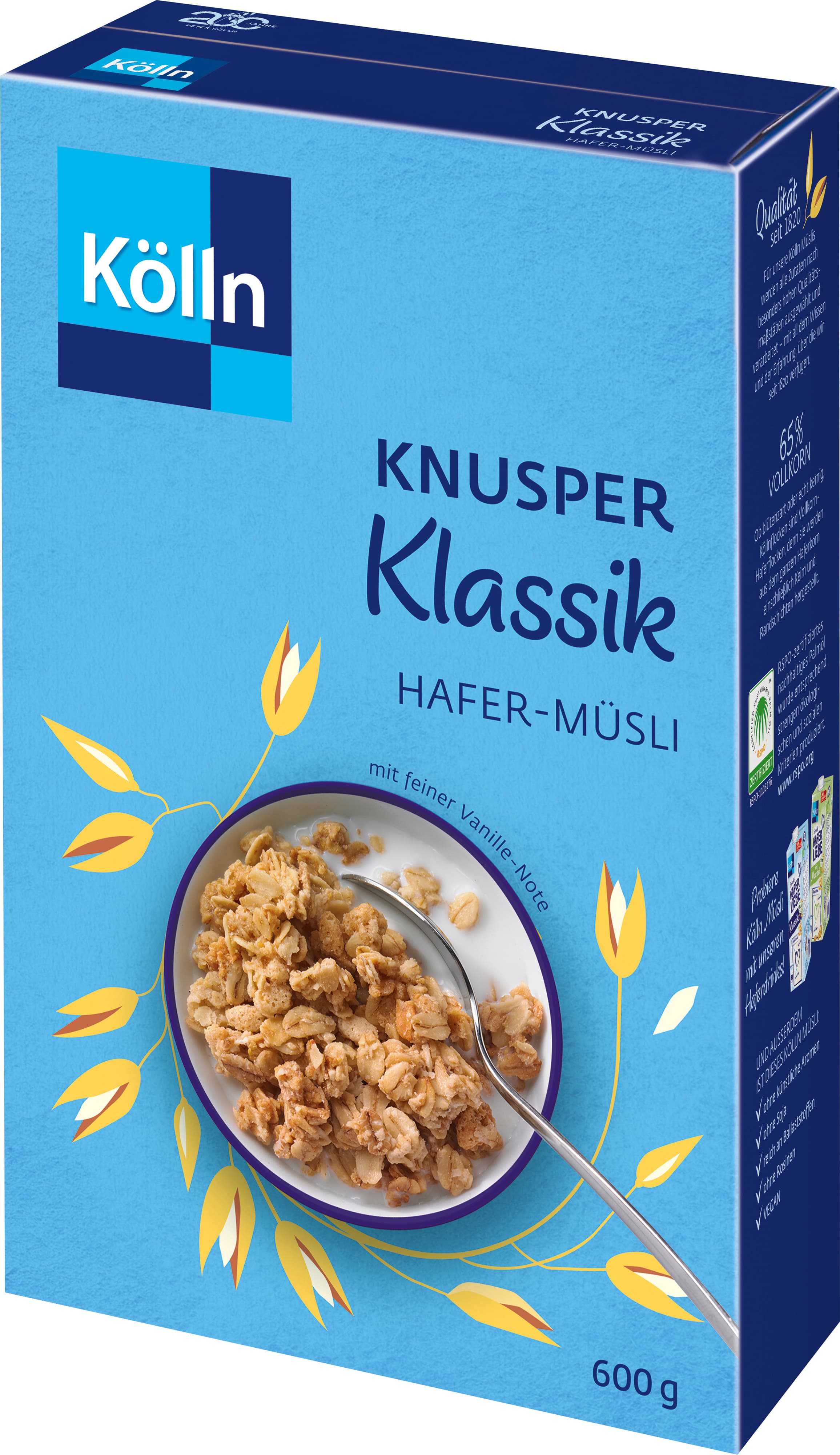 Kölln Knusper Klassik Hafer-Müsli 600g mit feiner Vanille-Note