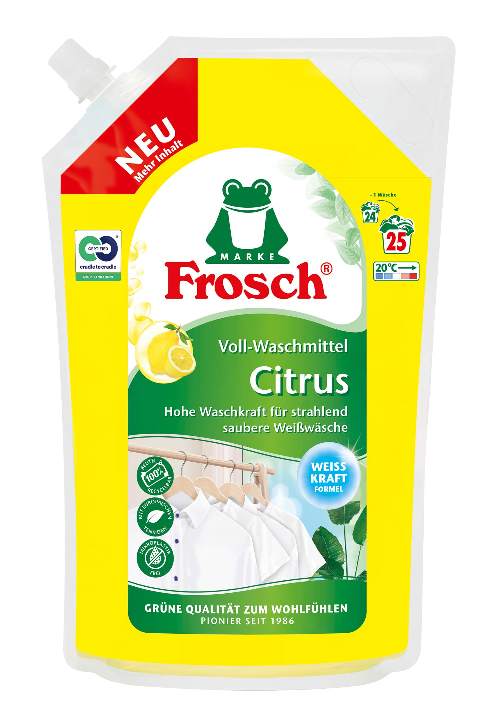 Frosch Voll-Waschmittel Citrus Nachfüllbeutel