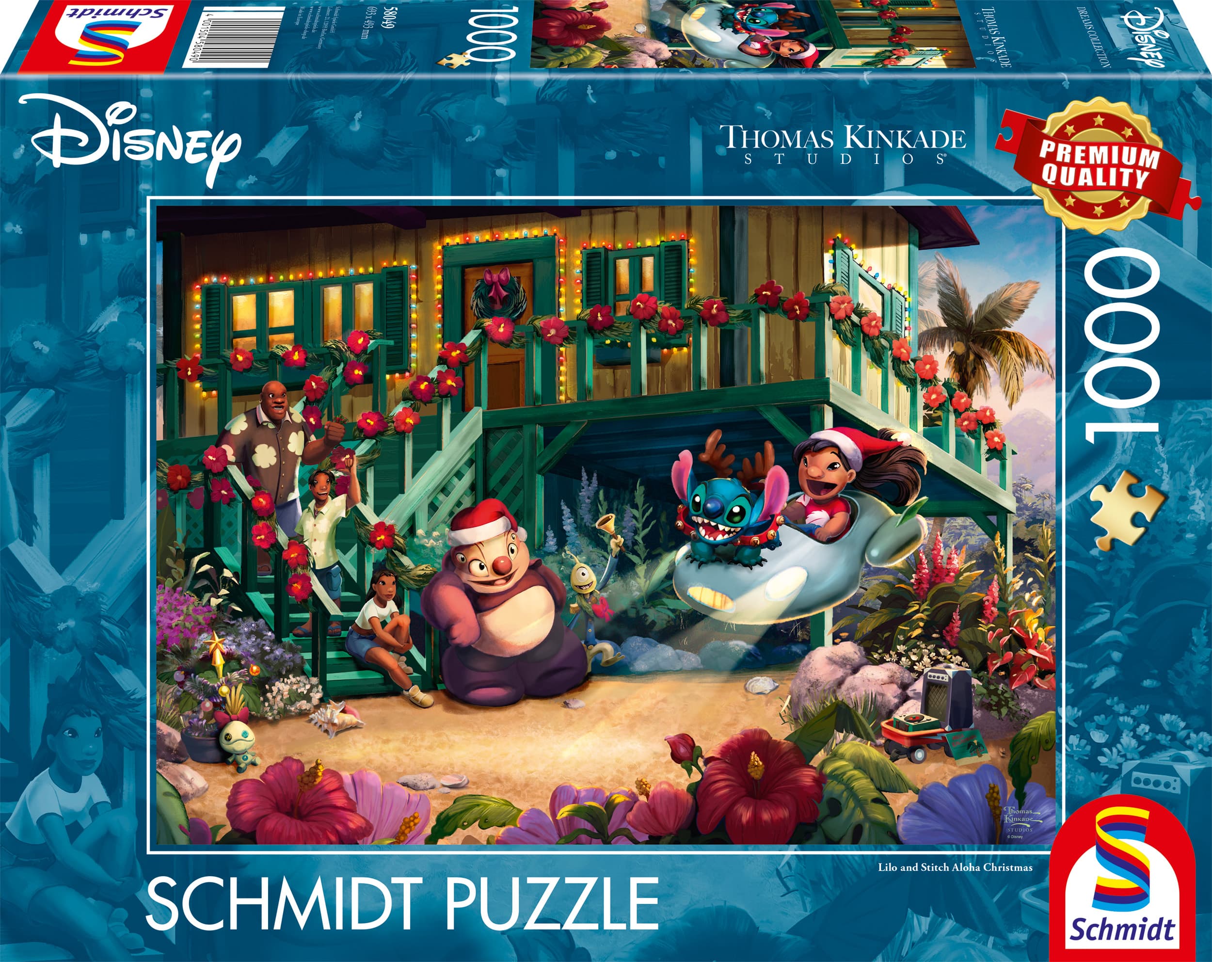 Schmidt Spiele - Thomas Kinkade Studios: Disney Dreams Collection - Lilo and Stitch Aloha Christmas, 1.000 Teile Puzzle