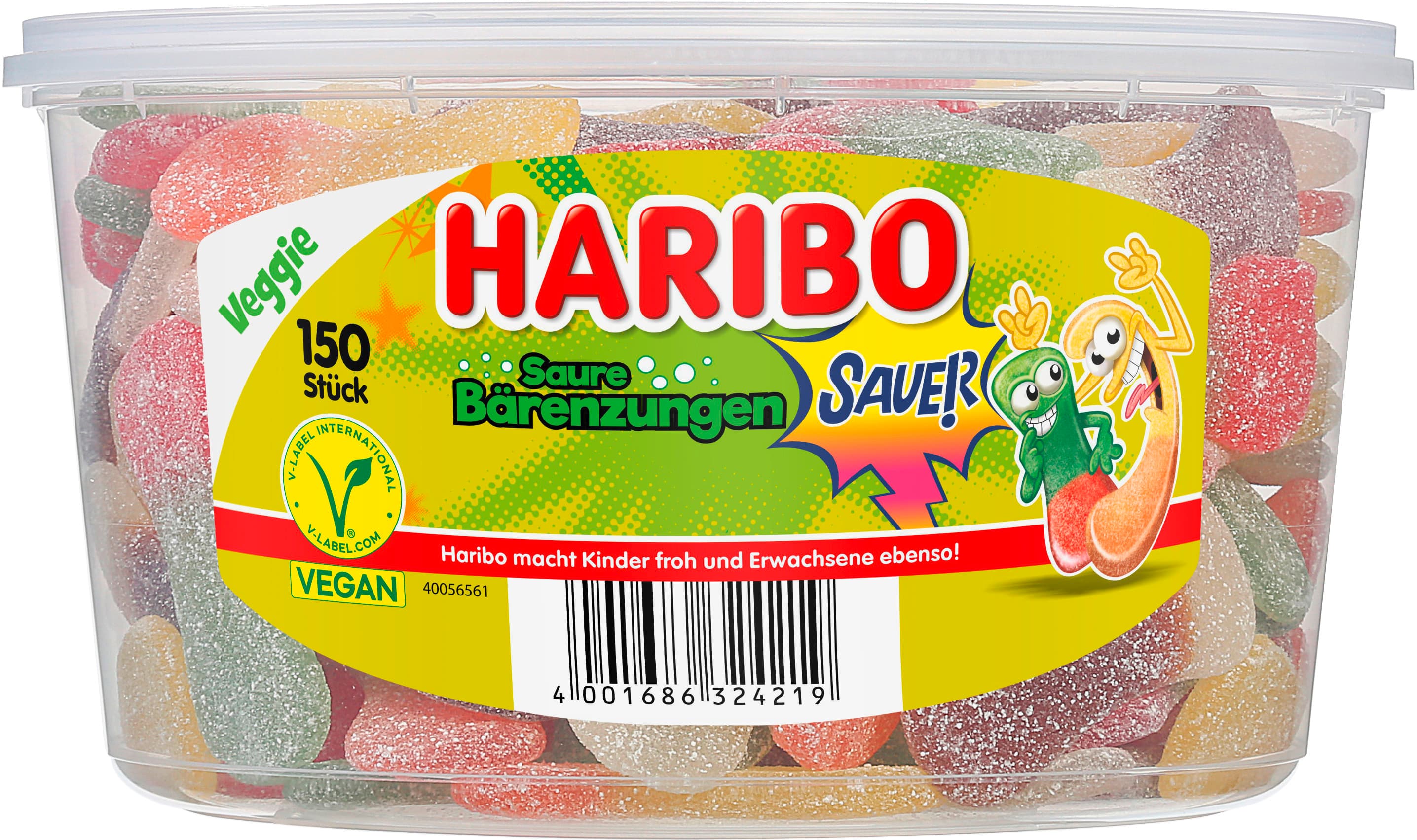 Haribo Fruchtgummi Saure Bärenzungen Runddose Veggie