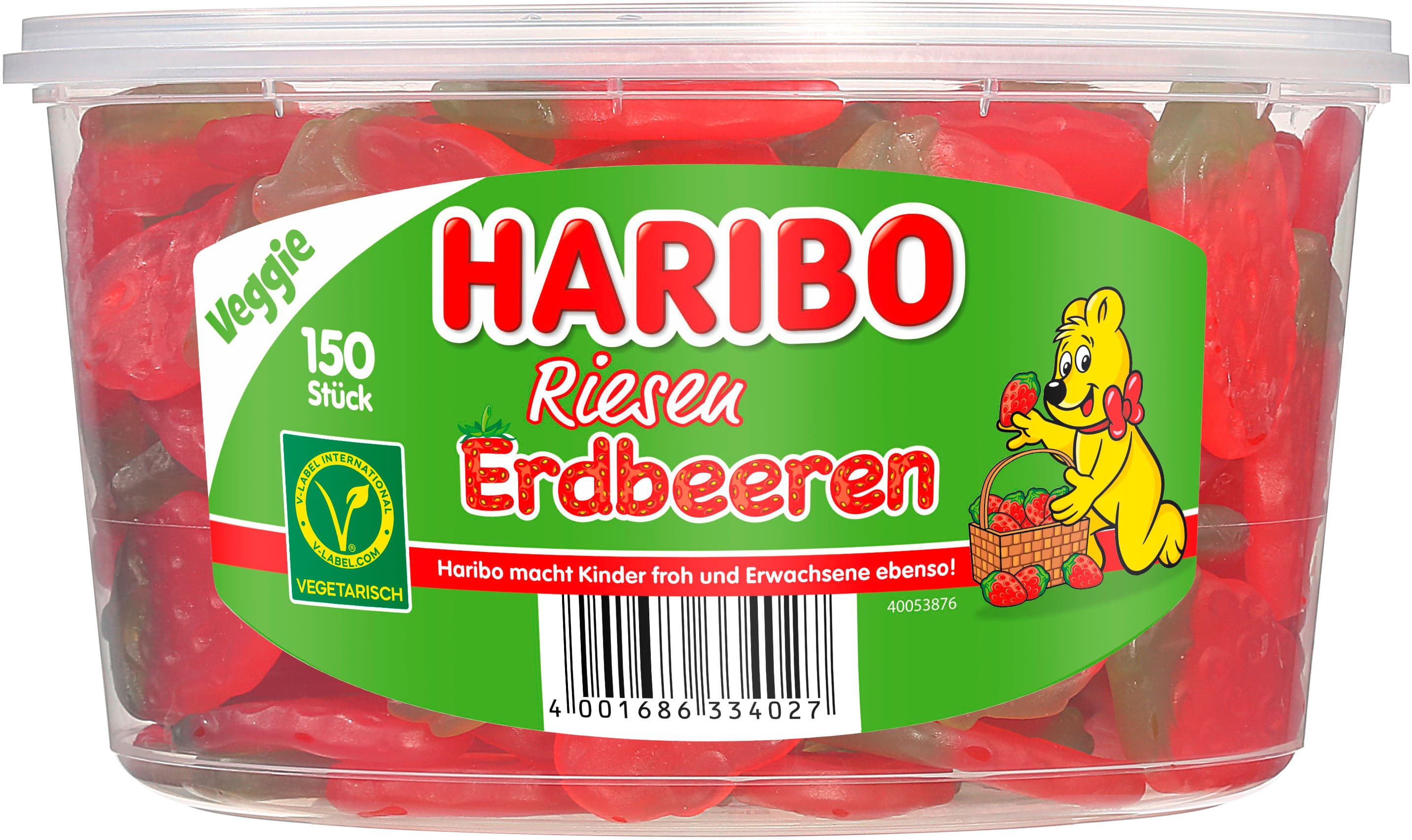 Haribo Fruchtgummi Riesen Erdbeeren Runddose Veggie