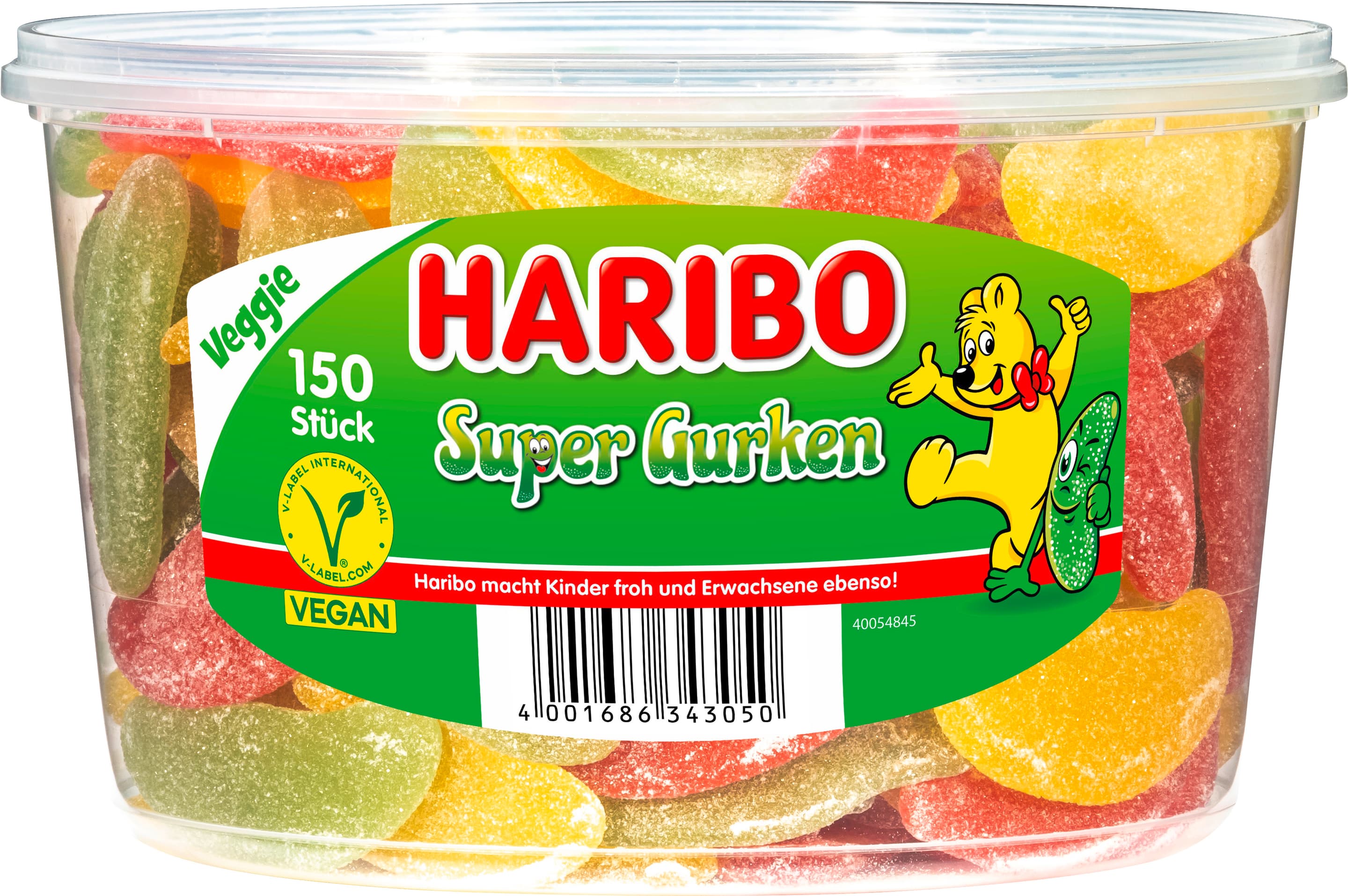 Haribo Fruchtgummi Super Gurken Runddose Vegan