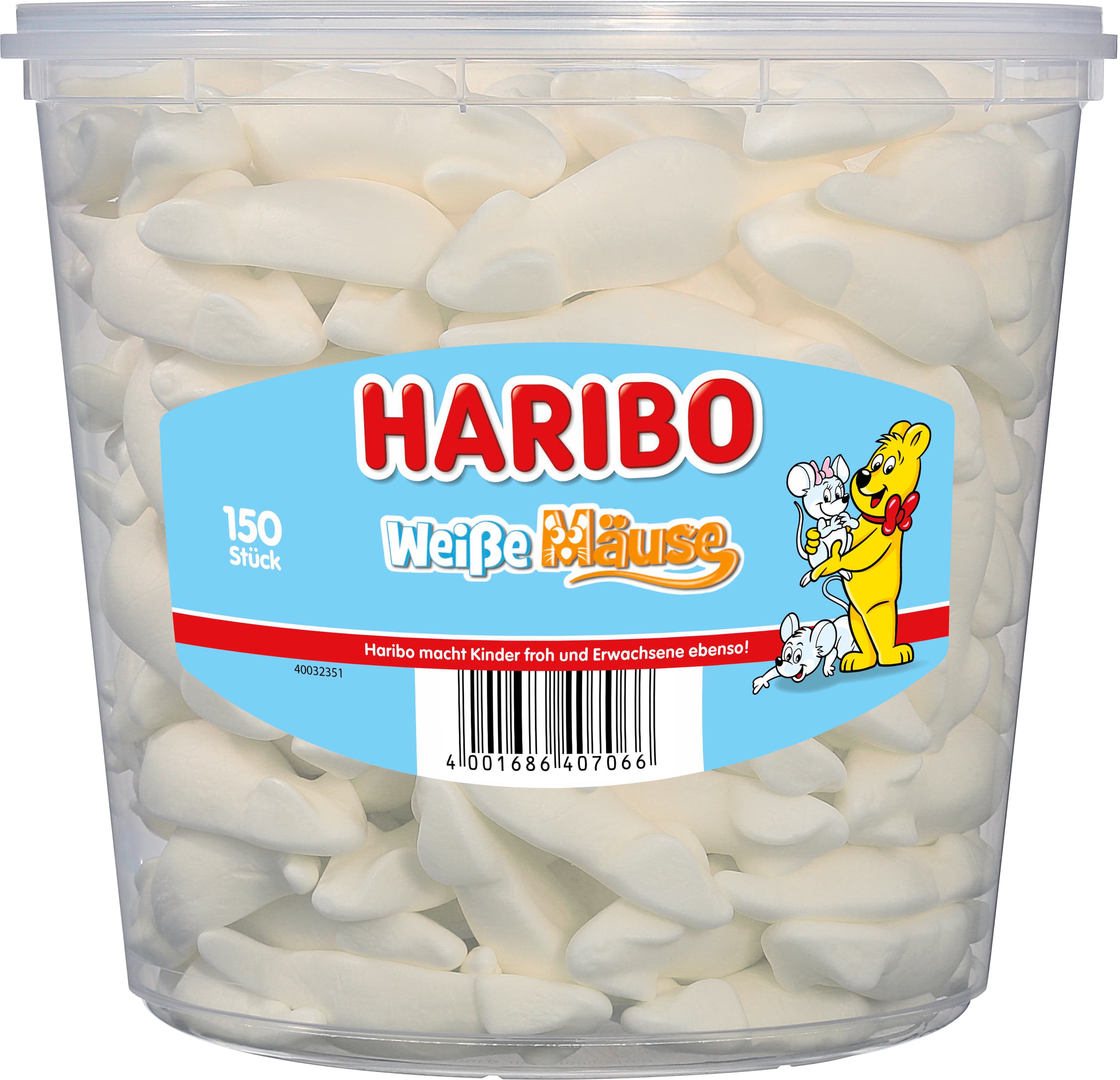 Haribo Schaumzucker Weisse Mäuse Runddose