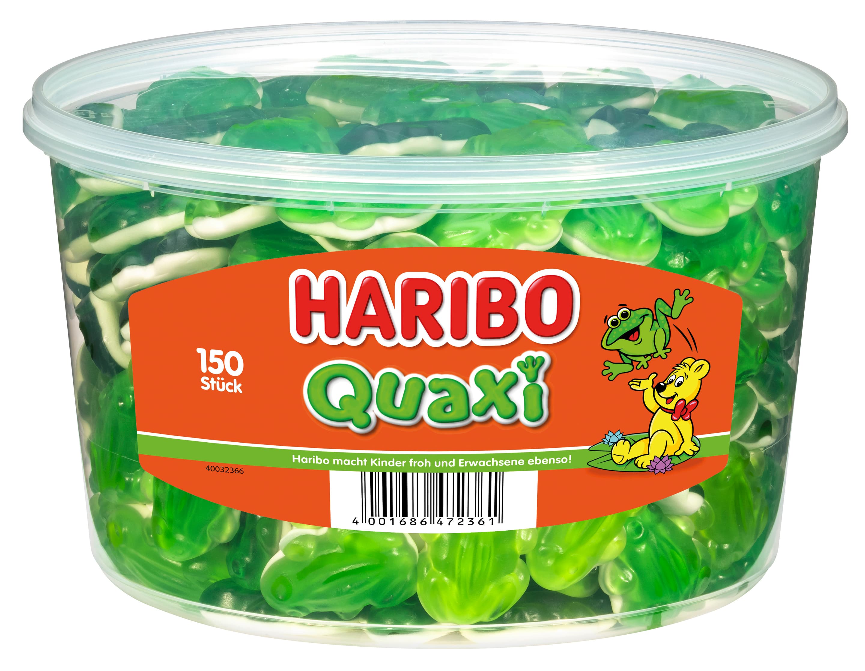 Haribo Fruchtgummi mit Schaumzucker Quaxi Frösche Runddose