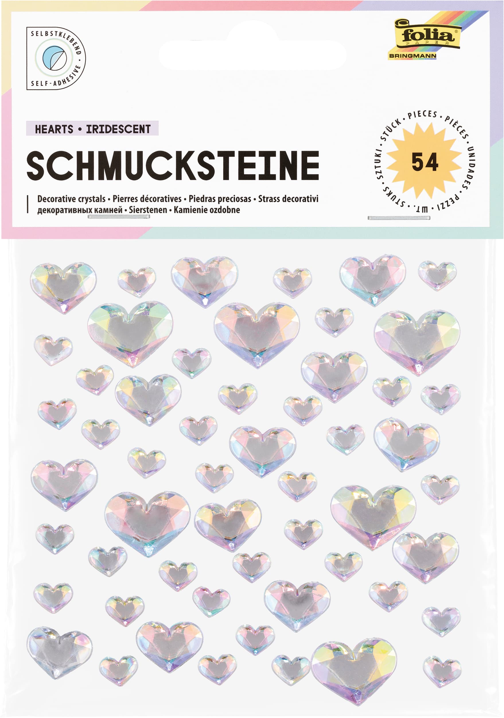 folia Schmucksteine HEARTS IRIDESCENT, selbstklebend