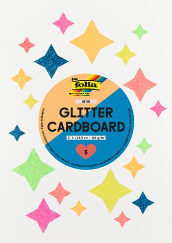 folia Glitterkarton Block Neon 300g/m², 17,4x24,5cm