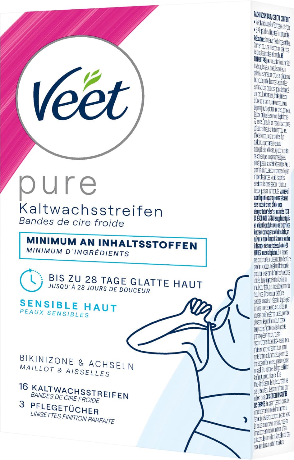 Veet PURE Kaltwachsstreifen Bikini & Achseln