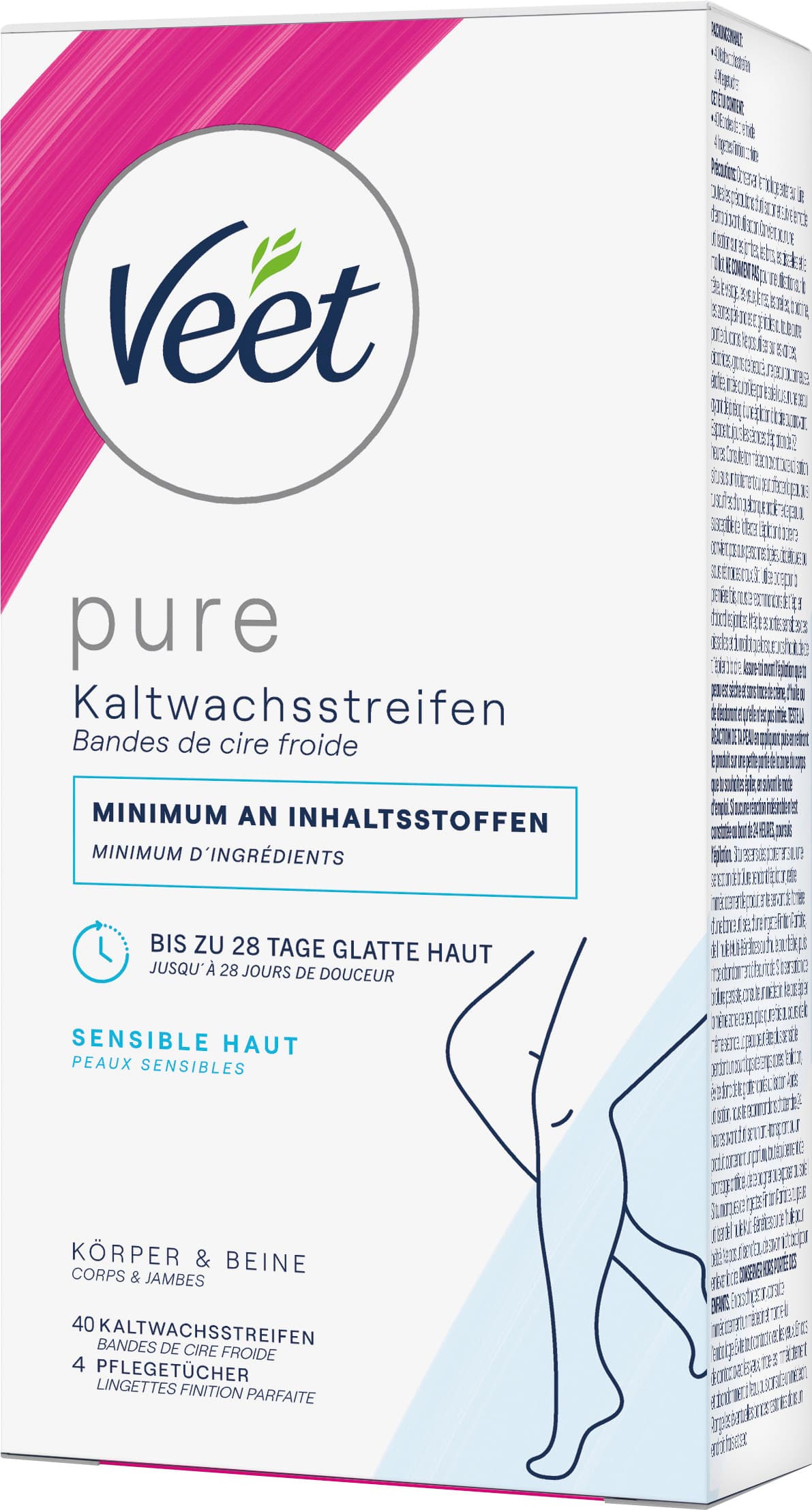 Veet PURE Kaltwachsstreifen Sensible Haut Körper + Beine