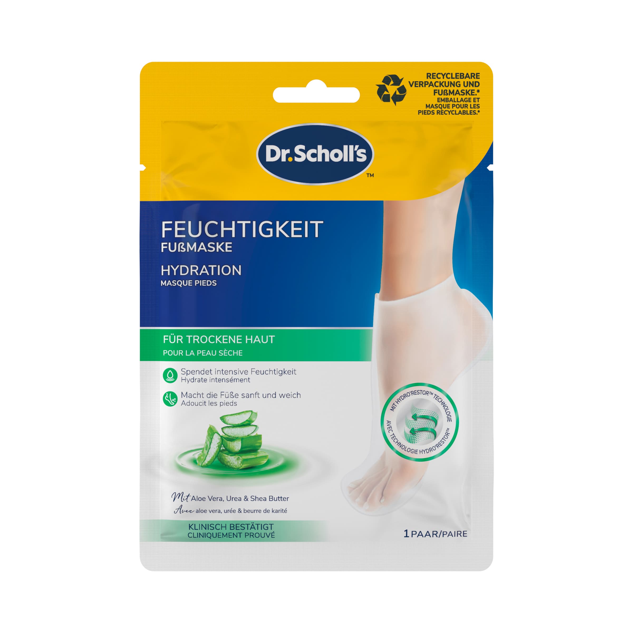 Scholl Expert Care Intensiv Pflegende Fussmaske in Socken Aloe Vera