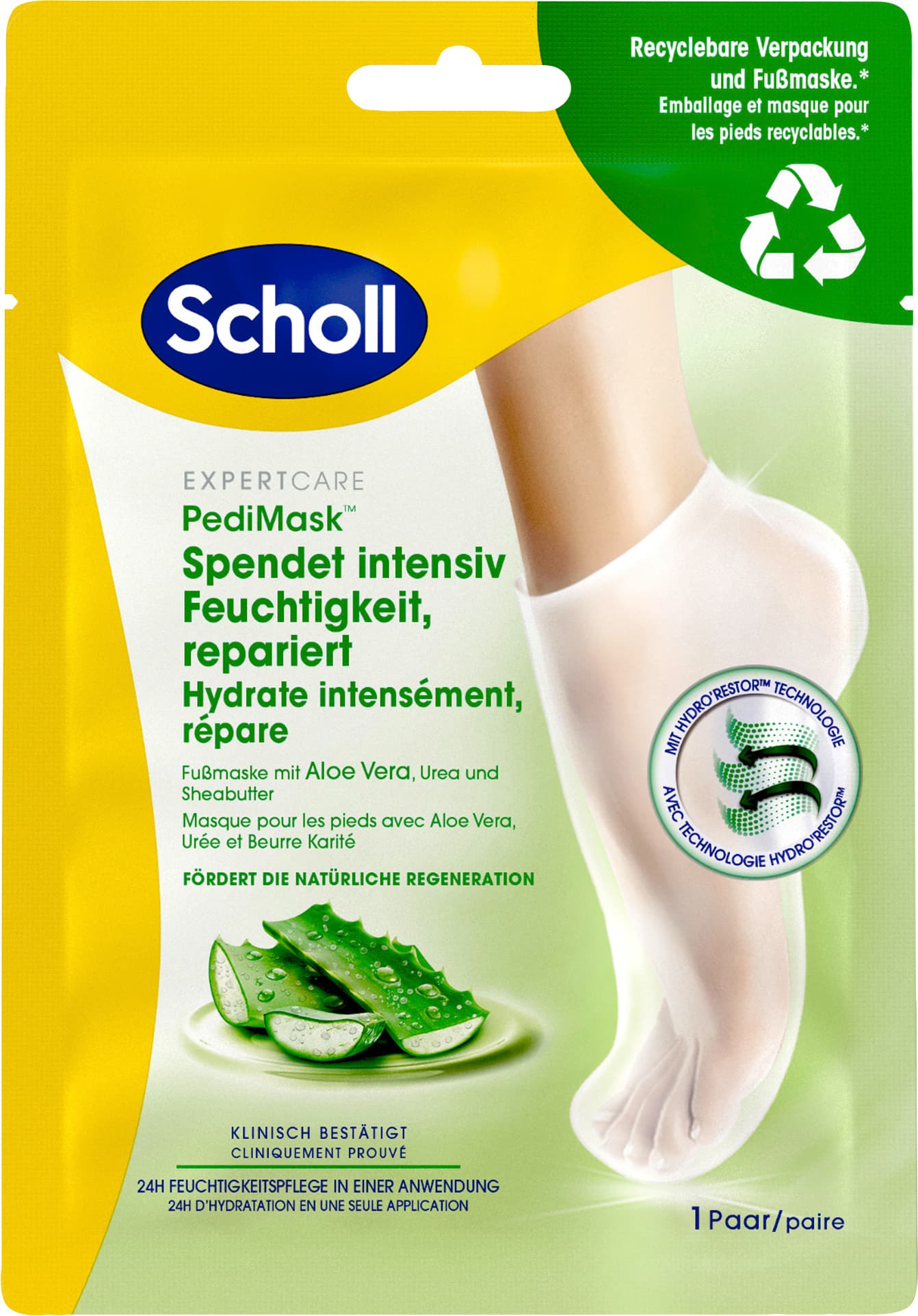 Scholl Expert Care Intensiv Pflegende Fussmaske in Socken Aloe Vera