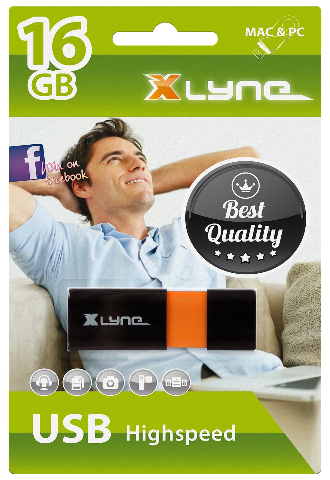 XLYNE USB Key Wave - Schwarz/Orange