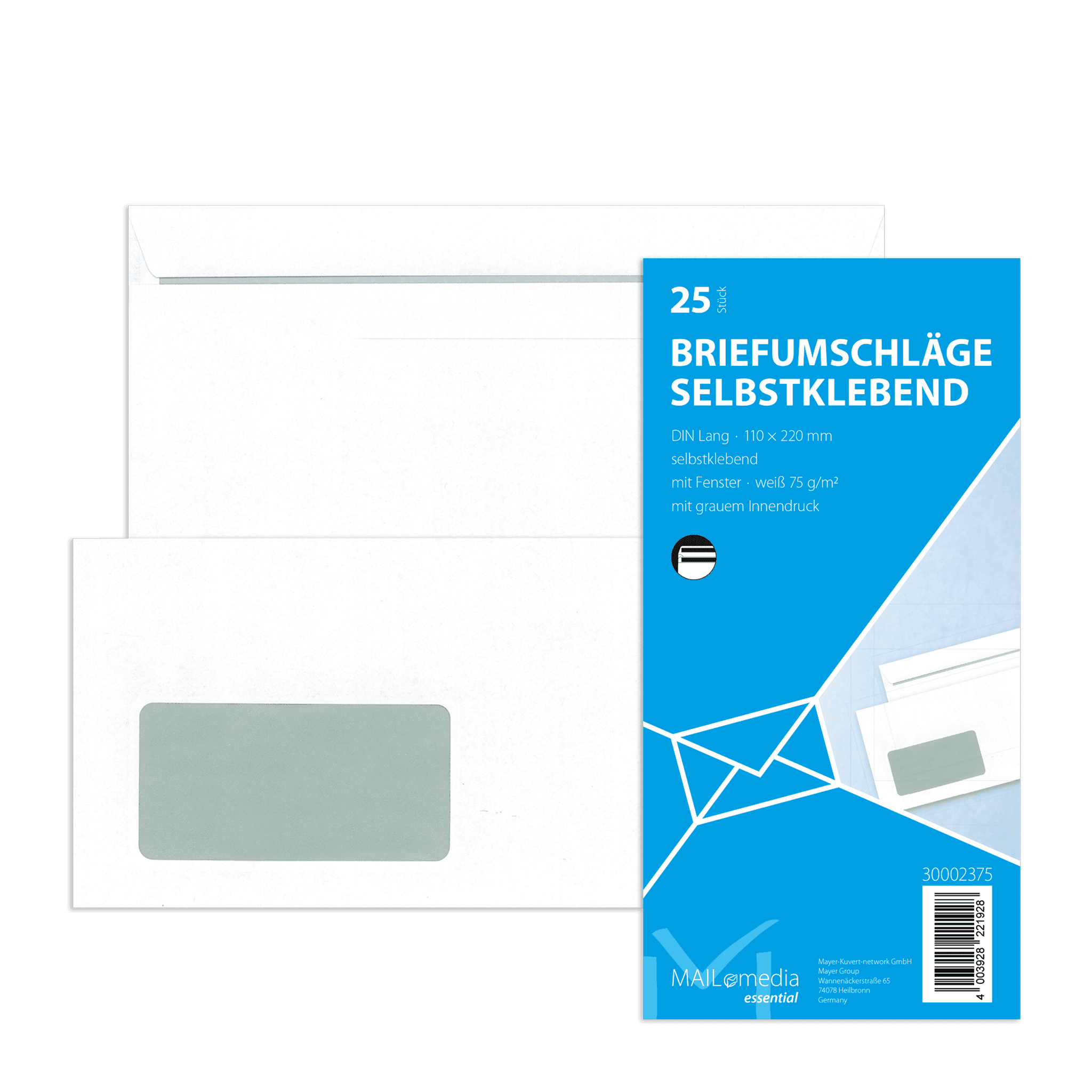 Briefumschlag mit Fenster DIN lang selbstklebend weiss