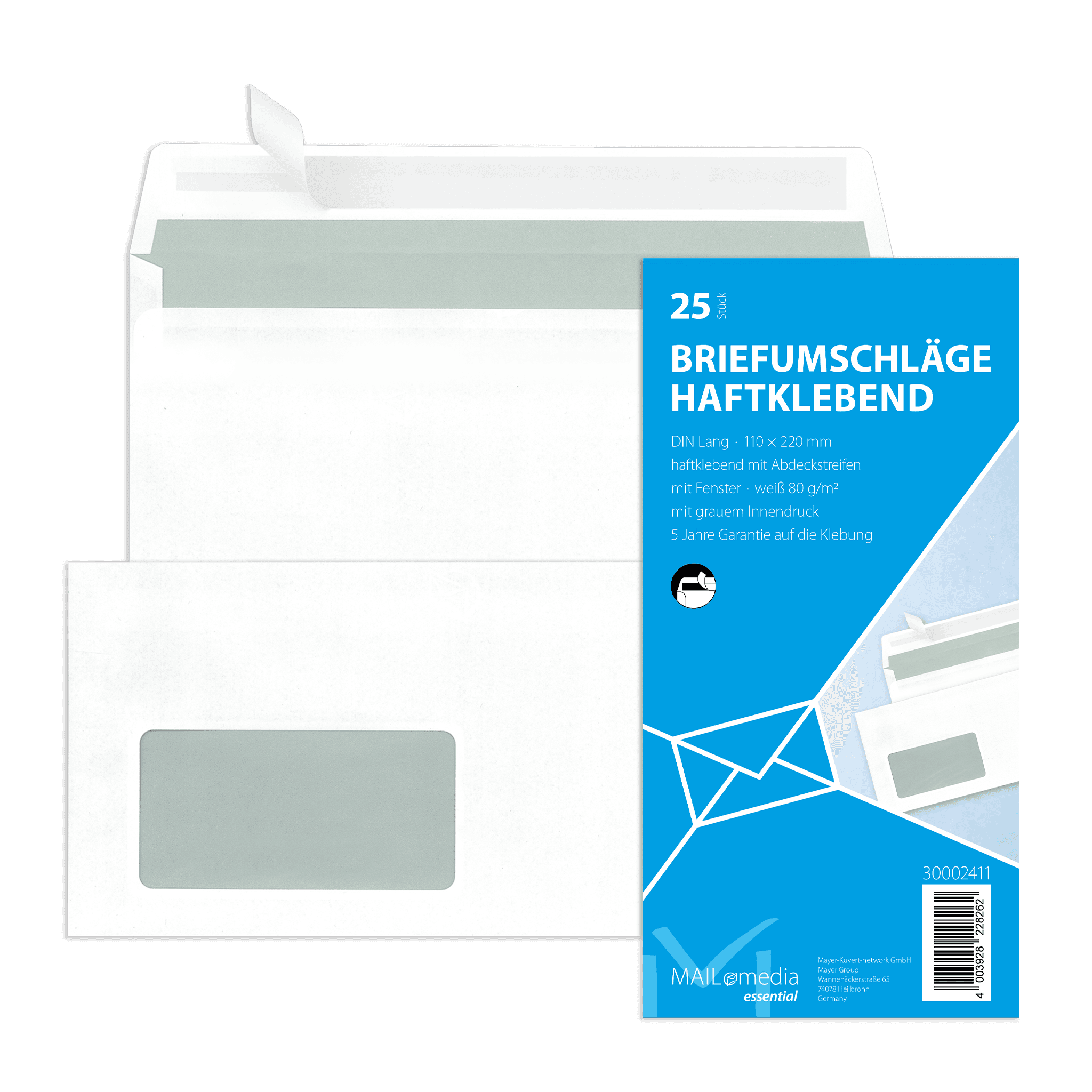 Briefumschlag mit Fenster DIN lang haftklebend weiss
