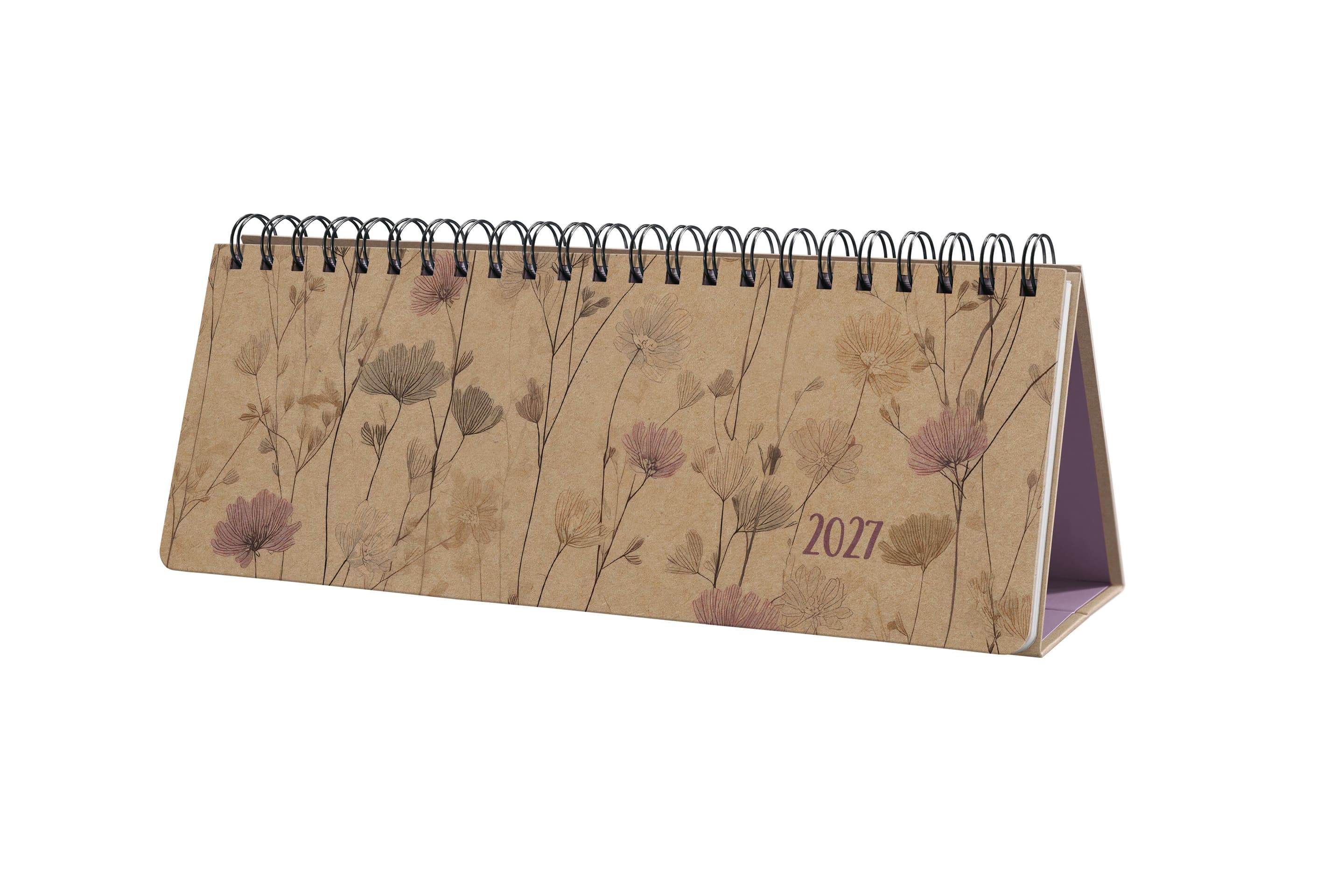 SIGEL 7J900 Tischkalender Jolie 2027, 1/2 A4 quer, Romantic Flowers, Hardcover