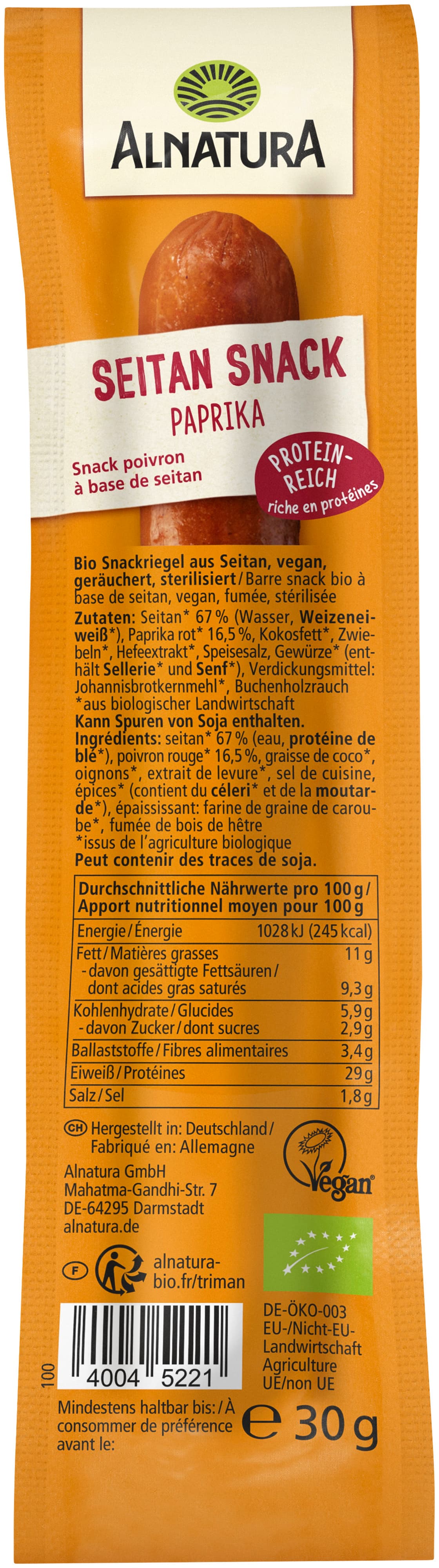 Alnatura Bio Veganer Snack Paprika