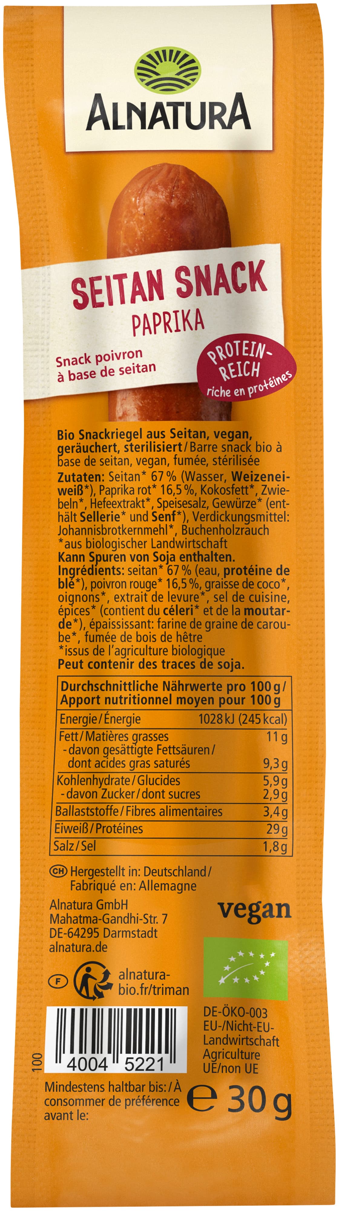 Alnatura Bio Veganer Snack Paprika