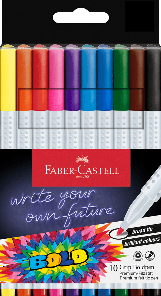 FABER-CASTELL Grip Boldpen Premium-Filzstift 10er Kartonetui