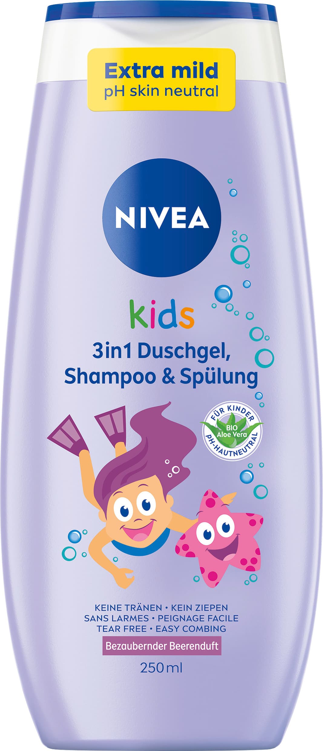 NIVEA kids 3in1 Duschgel Shampoo & Spülung Bezaubernder Beerenduft