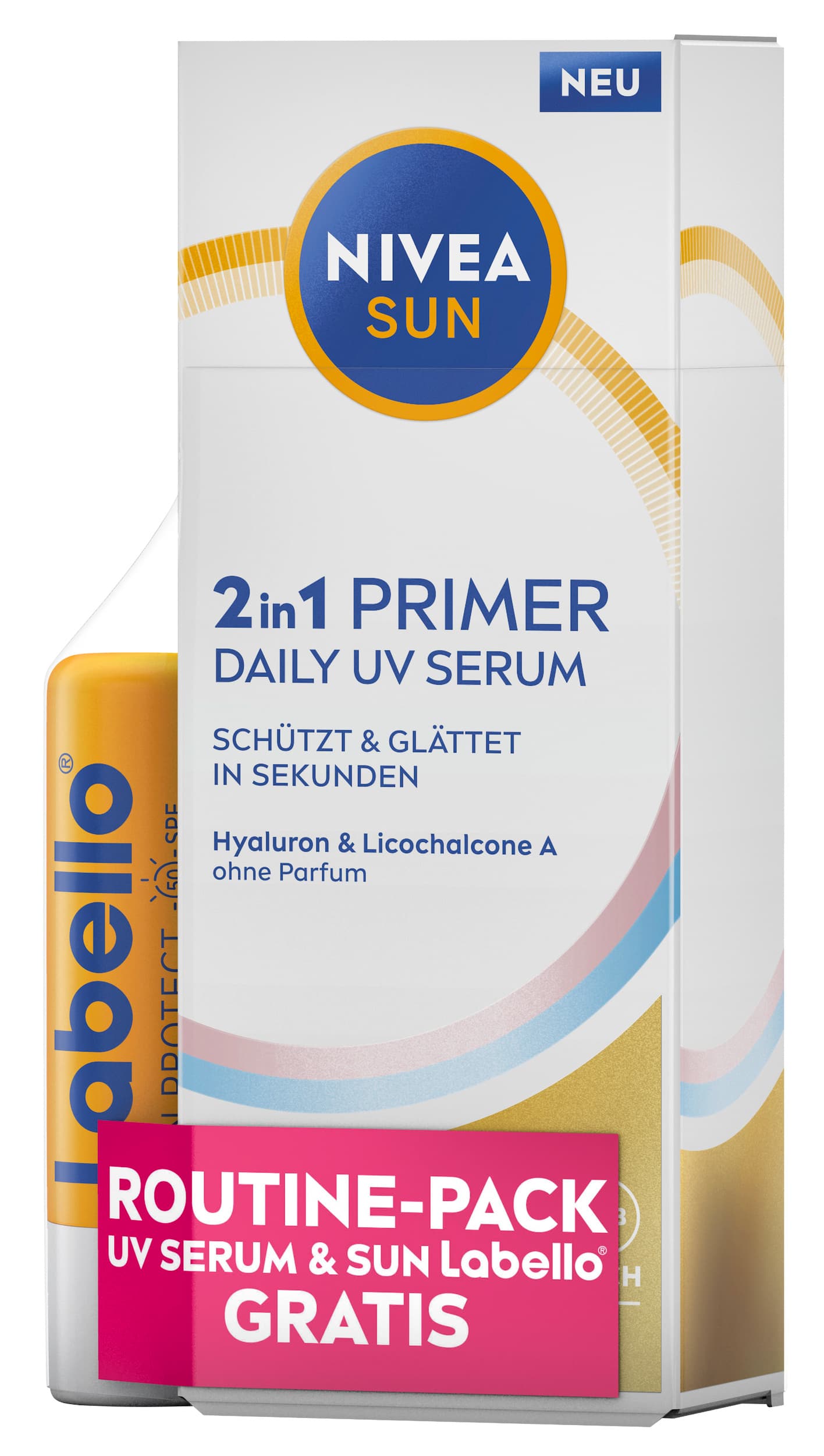 NIVEA SUN Face Serum 2in1Primer Daily UV + LABELLO Sun 5ml