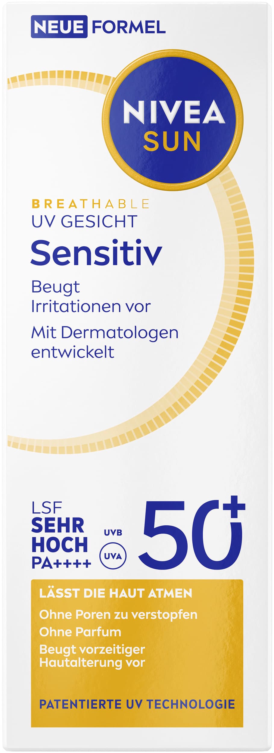 NIVEA Sun Sonnencreme Breathable UV Gesicht Sensitiv LSF 50+
