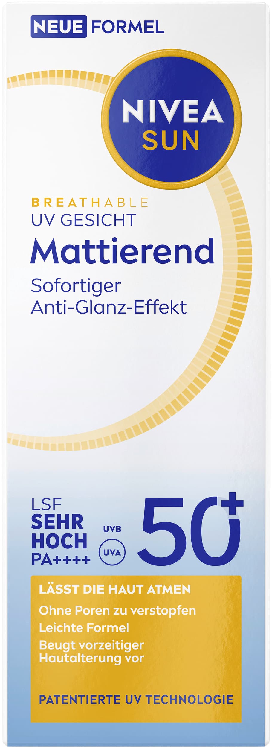 NIVEA Sun Sonnencreme Breathable UV Gesicht Mattierend 50+