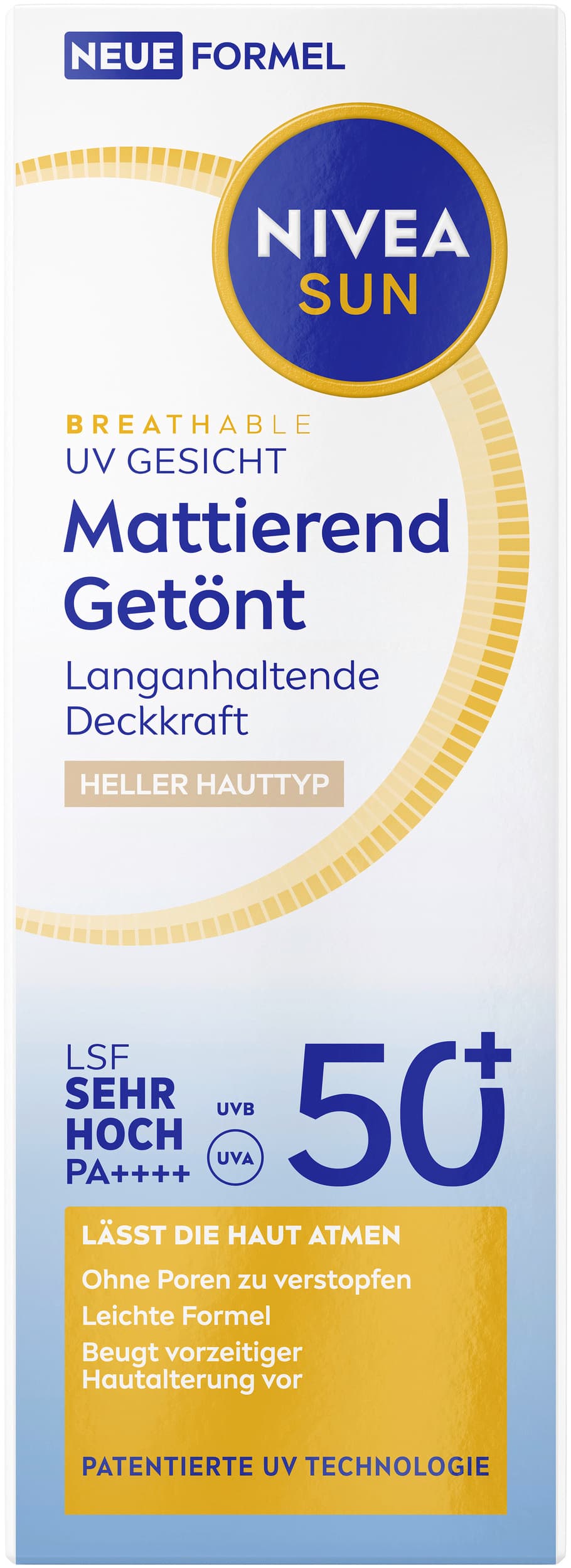 NIVEA Sun Breathable UV Gesicht Mattierend Getönt Heller Hauttyp 50+