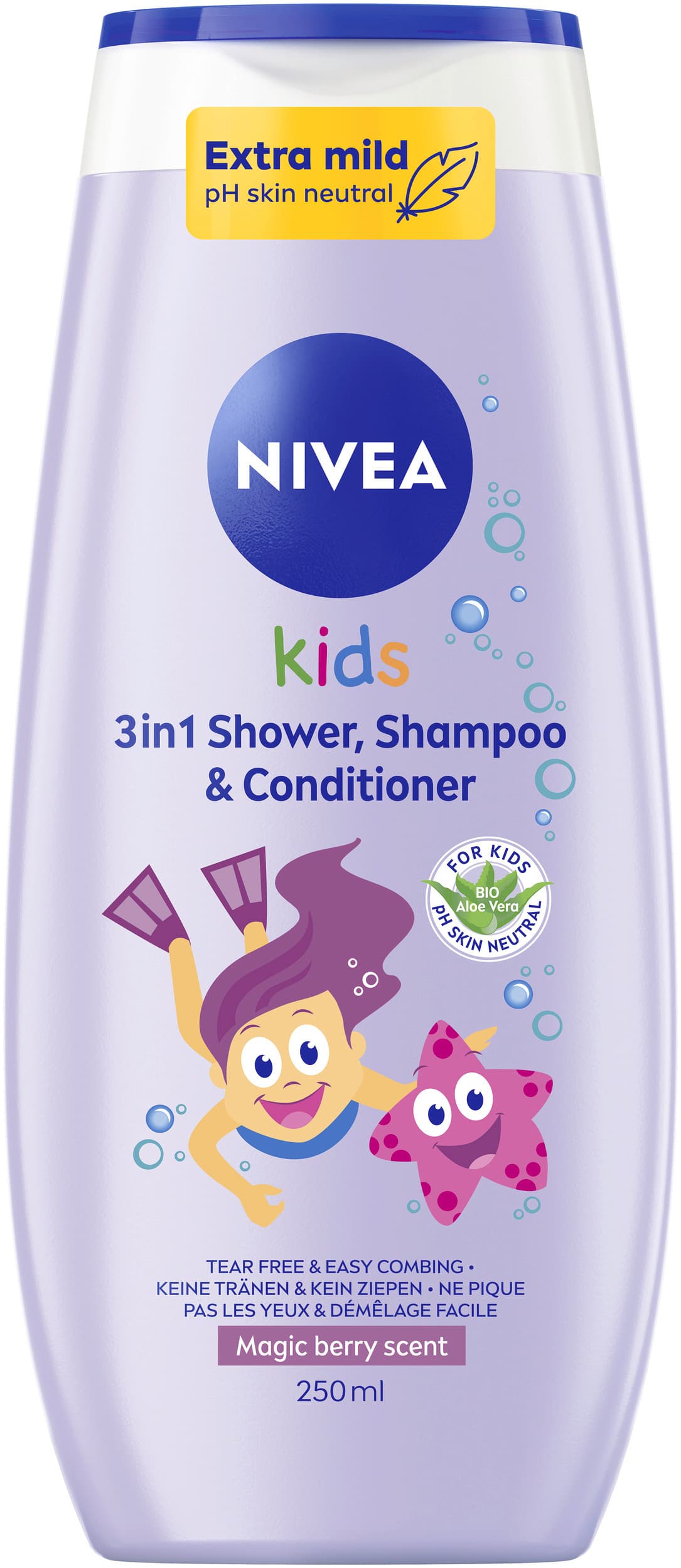 NIVEA kids 3in1 Duschgel Shampoo & Spülung Bezaubernder Beerenduft