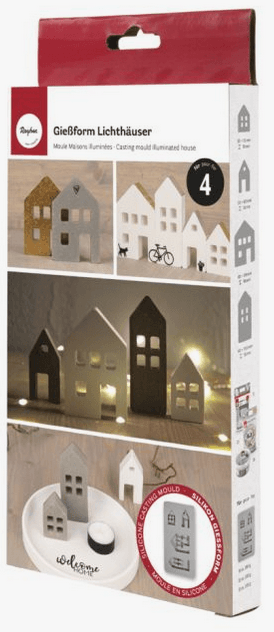 Silikon Gießform Lichthäuser 14,5x26x1,7cm 4 Formen