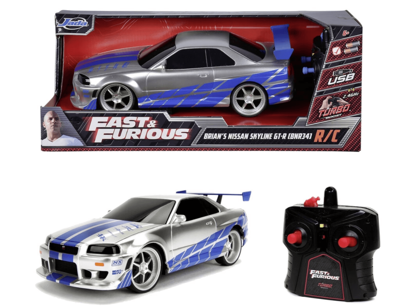 Jada Fast & Furious RC Nissan Skyline GT-R R34 1:16