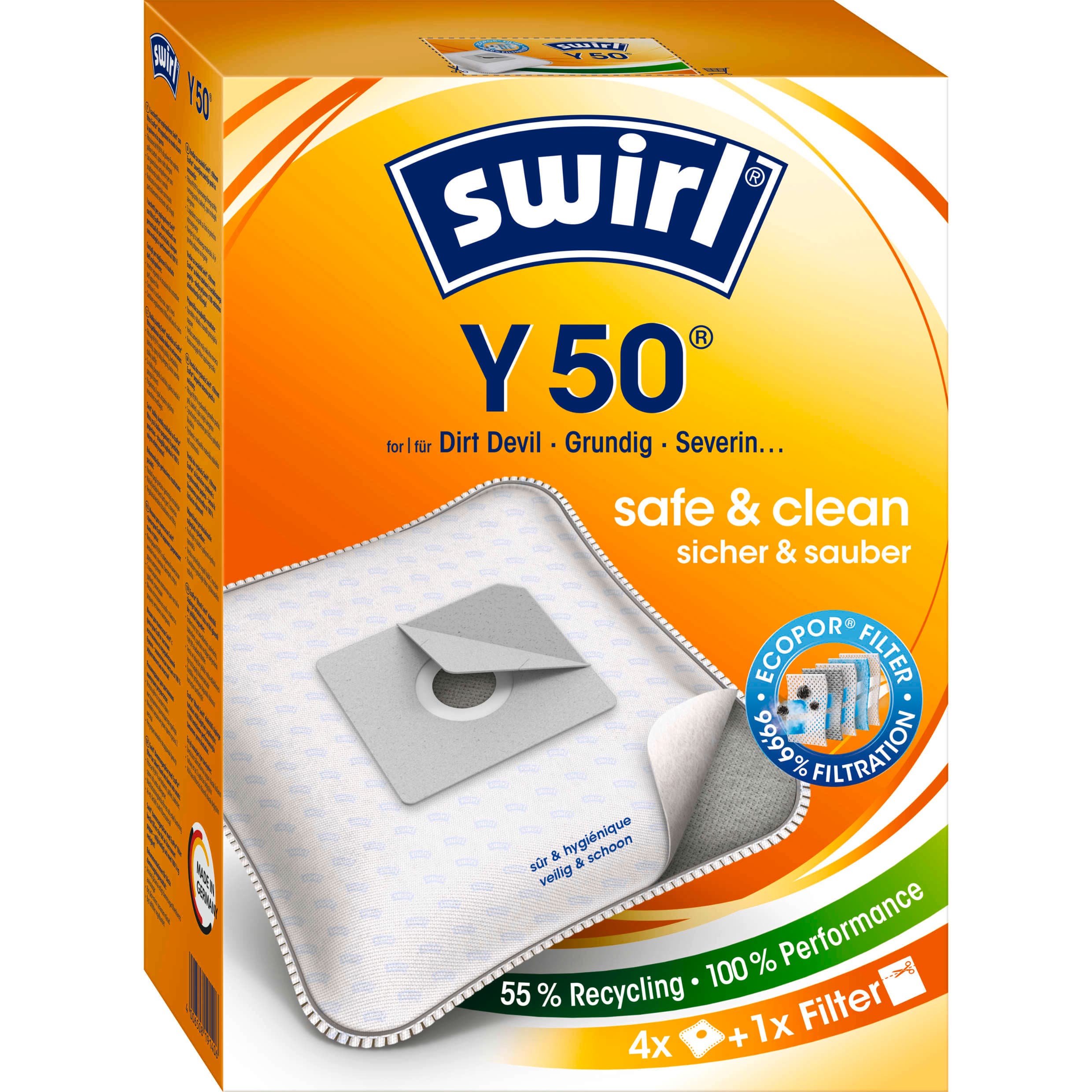 Swirl® Y 50 Staubsaugerbeutel EcoPor®