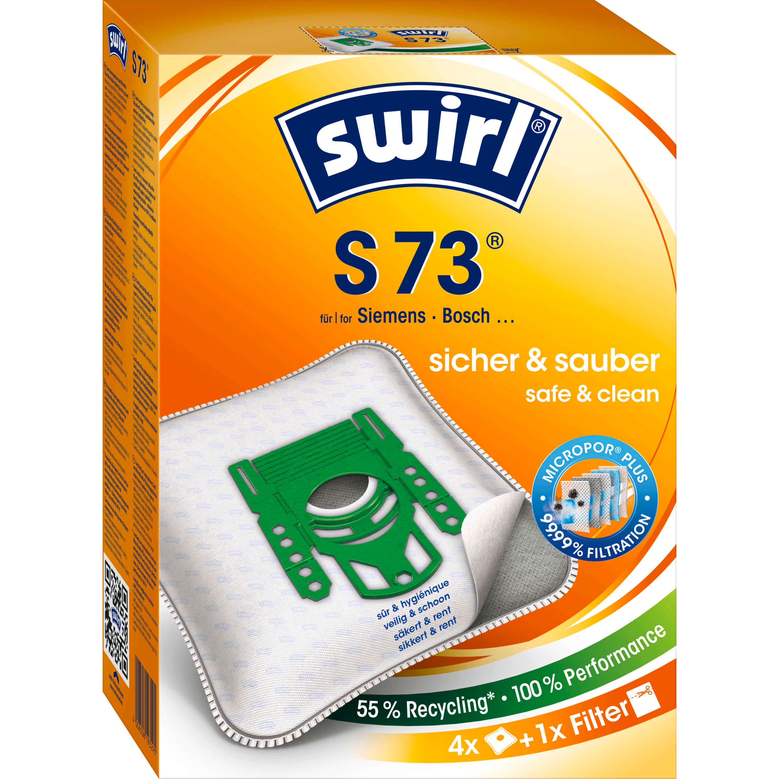 Swirl® S 73 Staubsaugerbeutel EcoPor®
