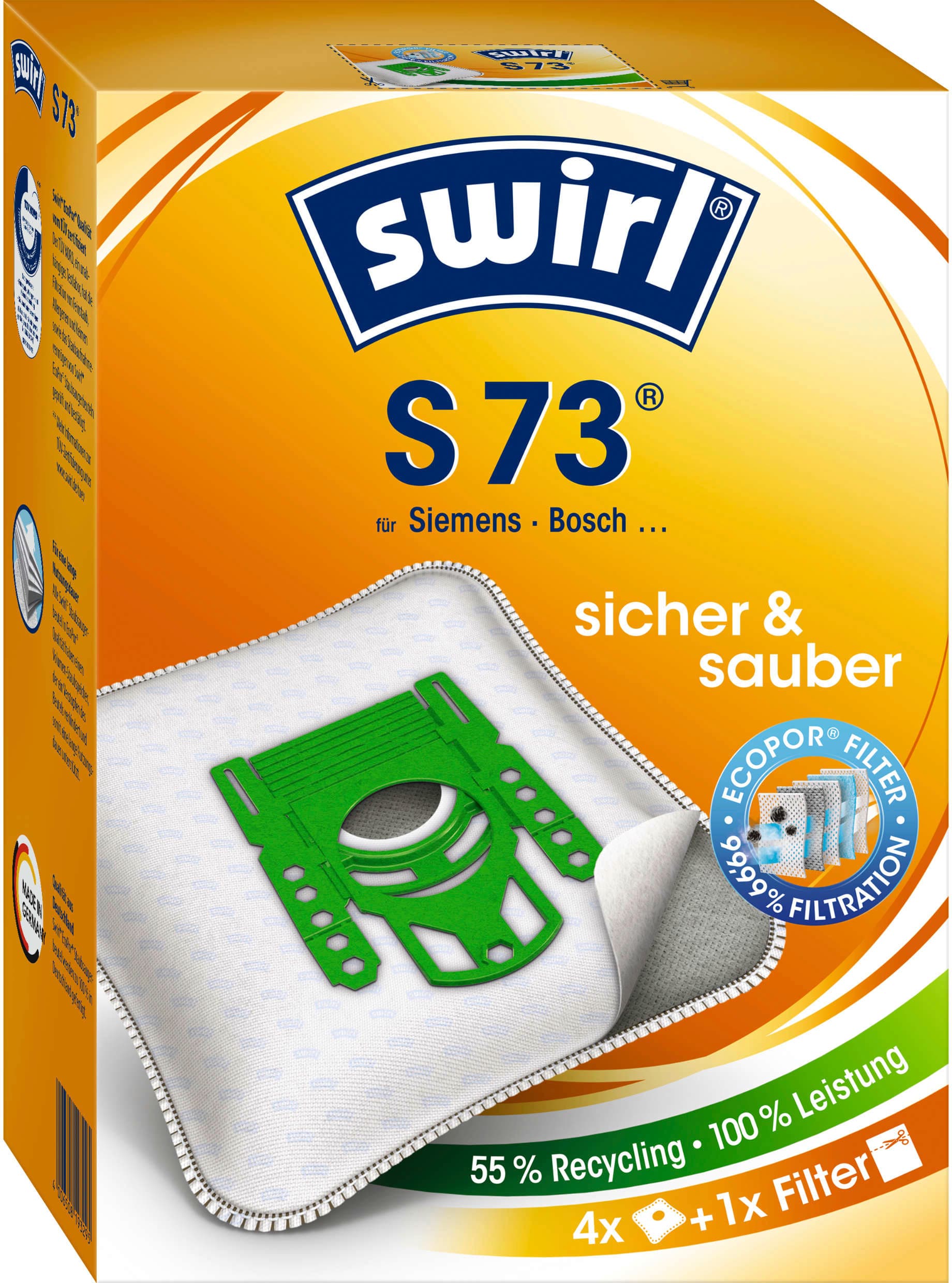 Swirl® S 73 Staubsaugerbeutel EcoPor®