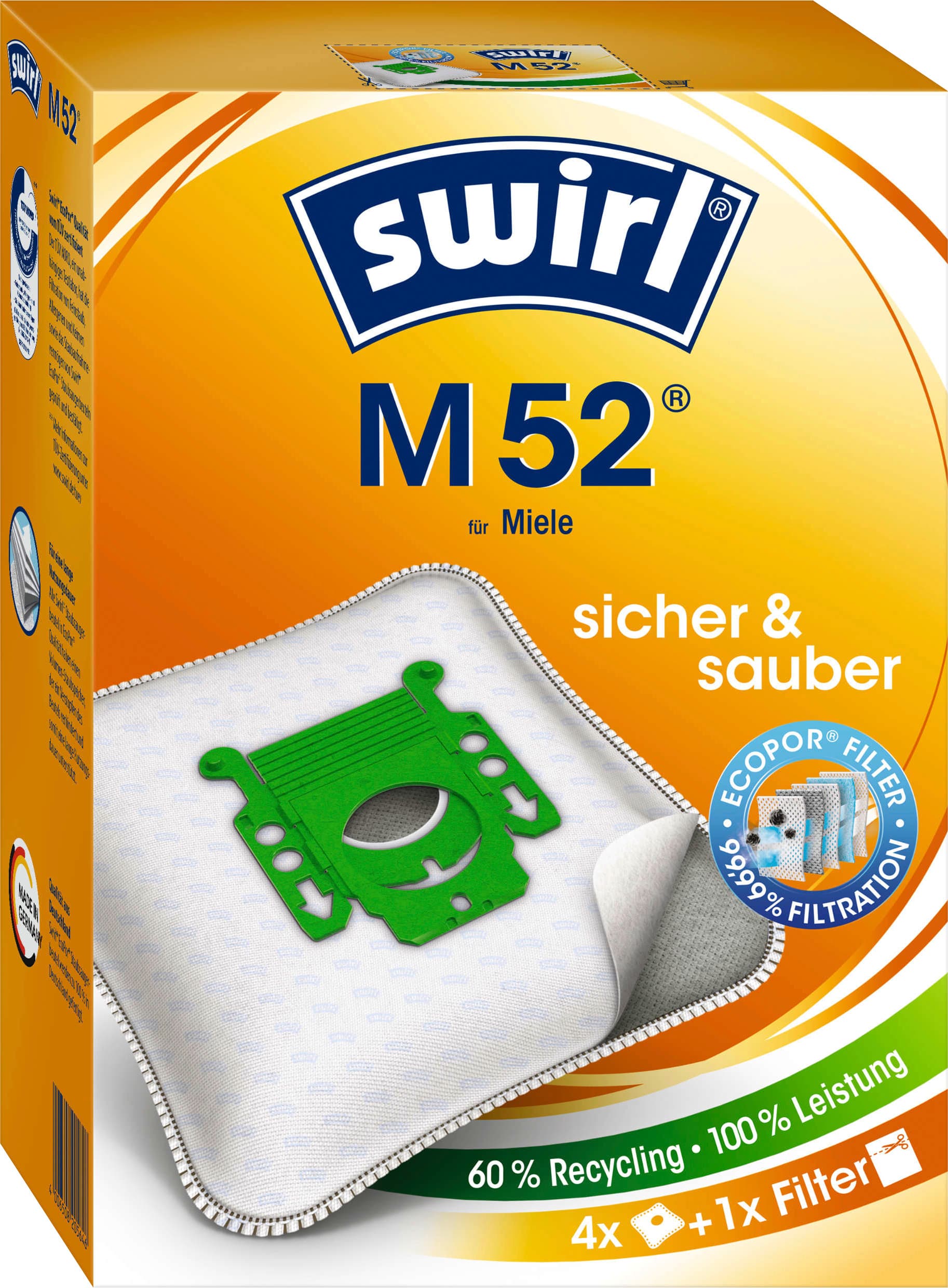 Swirl® M 52 Staubsaugerbeutel EcoPor®