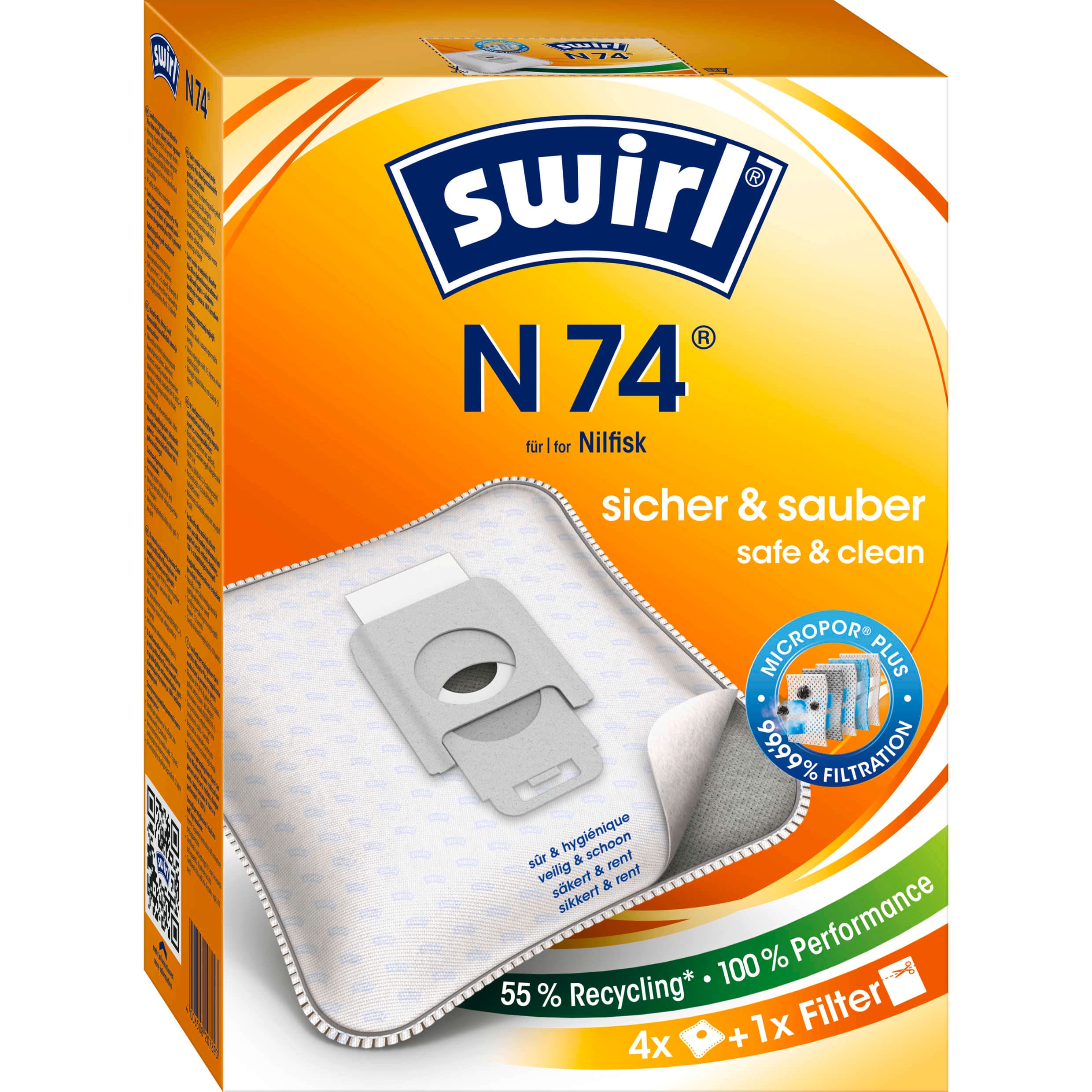 Swirl® Staubsaugerbeutel N 74 Nilfisk MicroPor® Plus