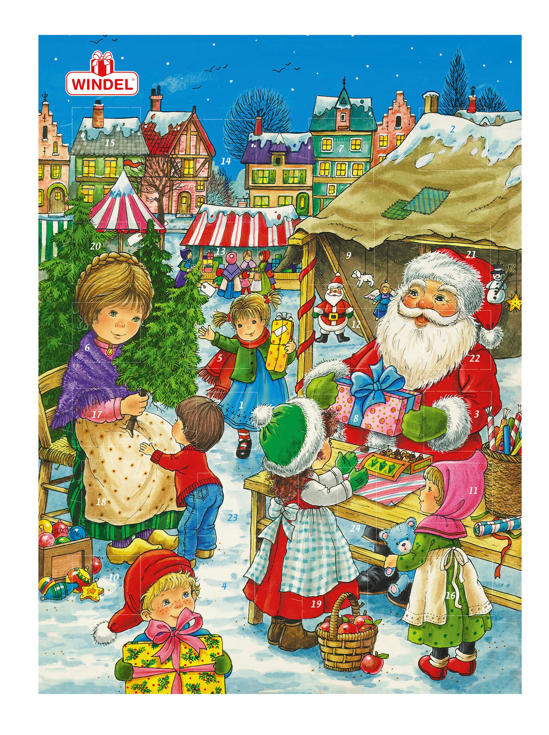 Adventskalender mit Schokolade sortiert