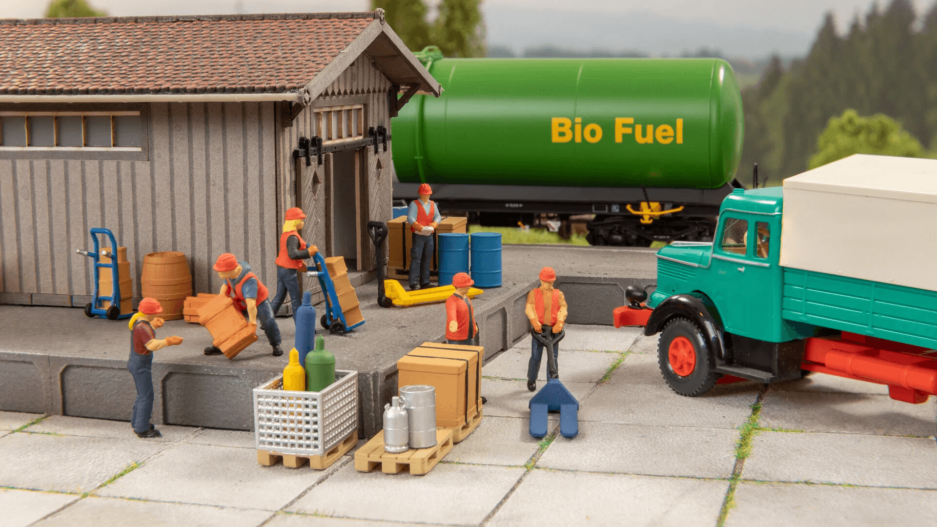 NOCH 16413 3D-Kit Ladegüter Fässer & Gasflaschen H0 – 50-teiliges Set 1:87