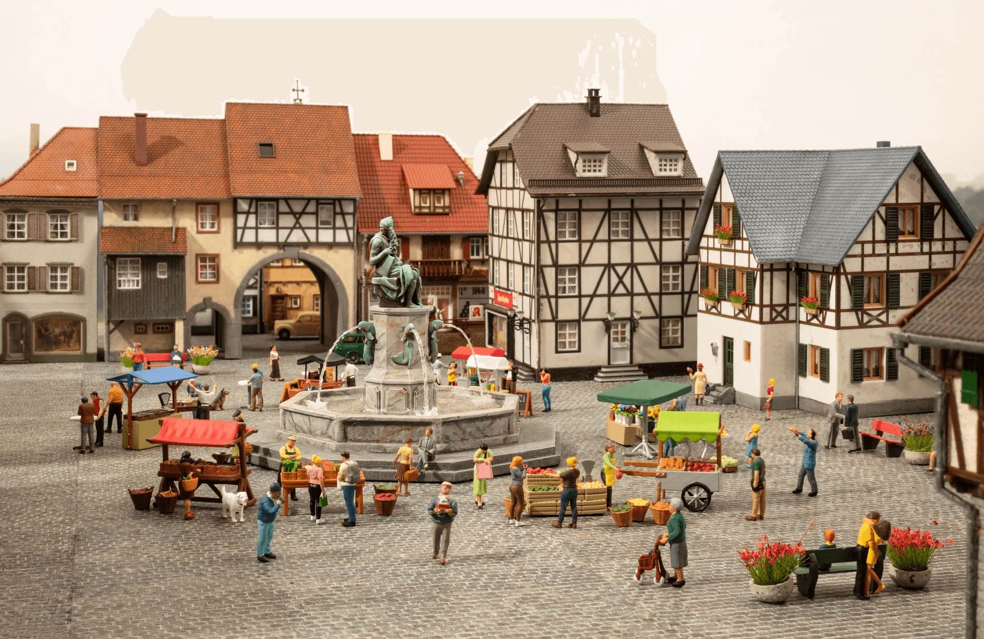 NOCH 16420 3D-Kit Auf dem Markt H0 – Marktstände und Zubehör im Maßstab 1:87