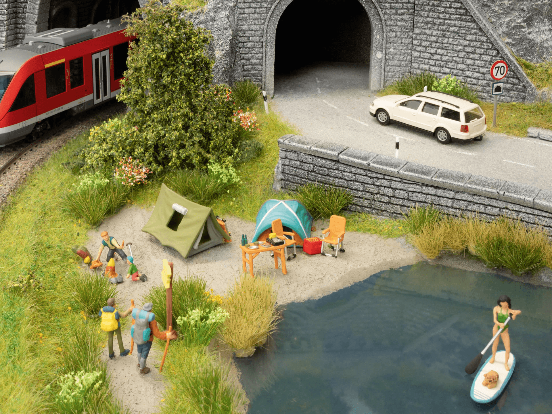 NOCH 16424 3D-Kit Beim Camping H0 – Zelte, Grills und Campingmöbel 1:87