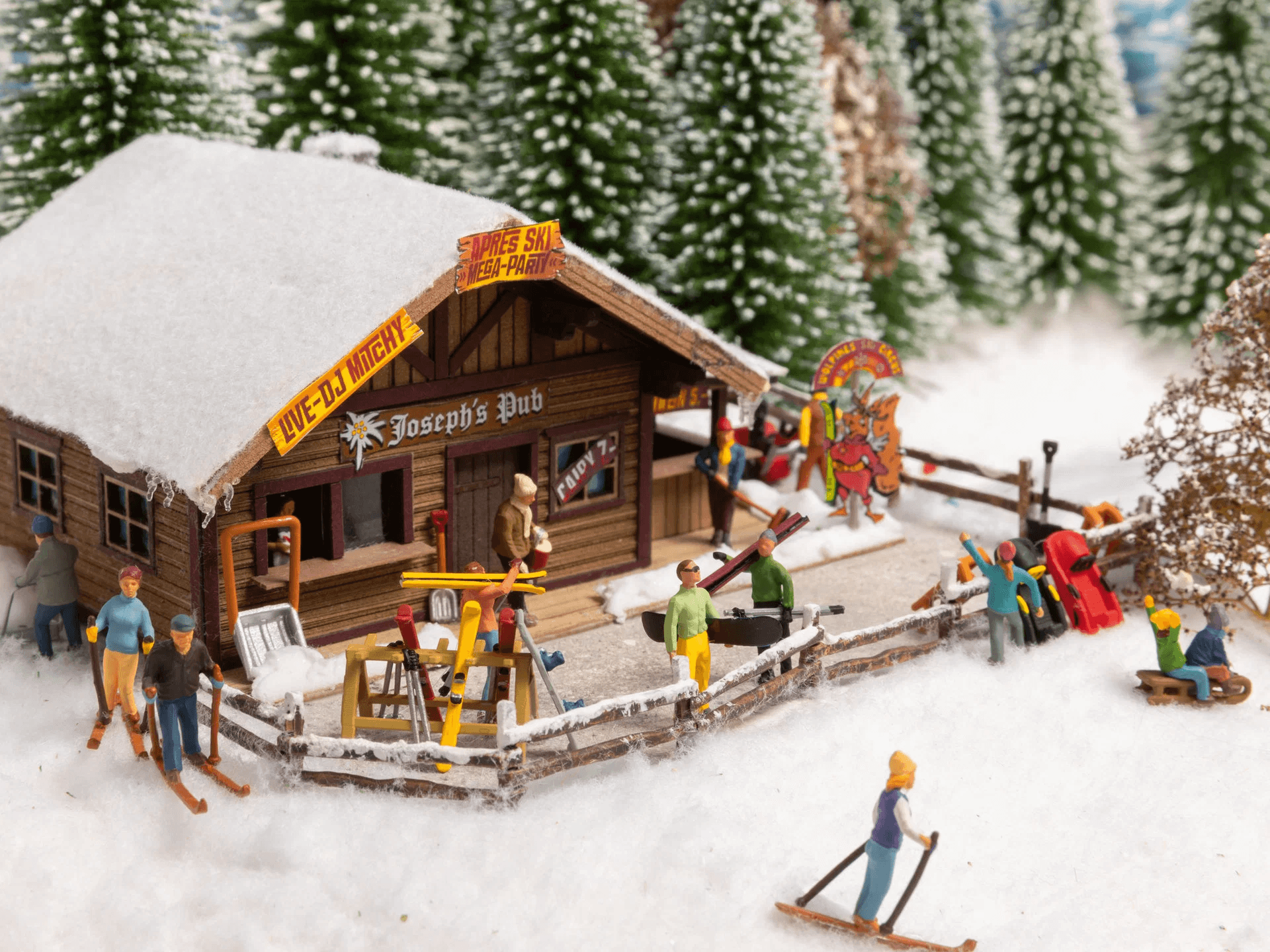NNOCH 16428 3D-Kit Im Winter H0 – Schneemänner, Schlitten und Winterzubehör 1:87