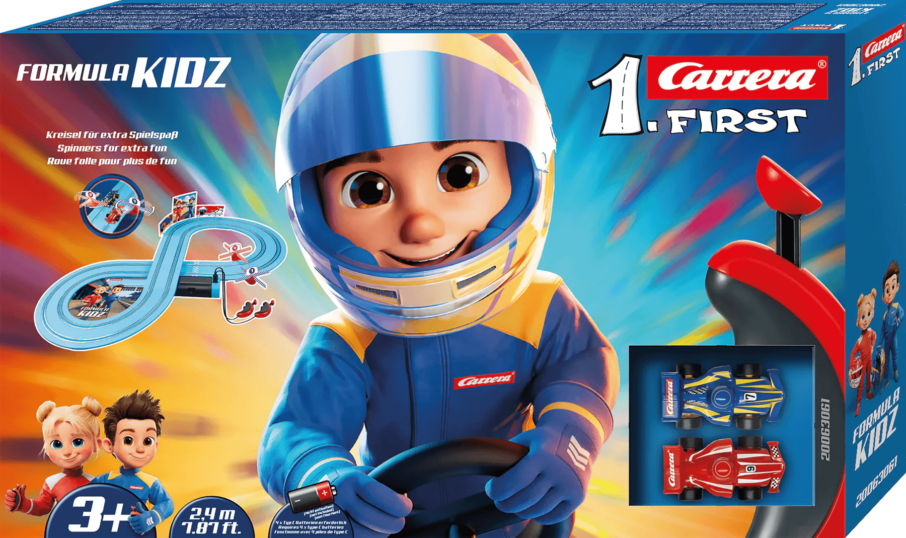 Carrera First - Formula Kidz Autorennbahn-Set 1:50 mit 2 Fahrzeugen