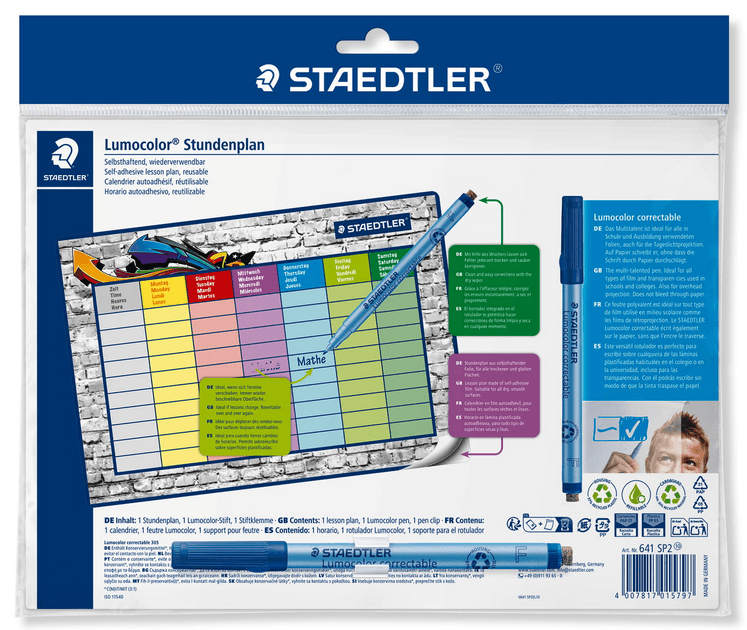 STAEDTLER Projekt-Planungstafel Lumocolor® Stundenplan correctable