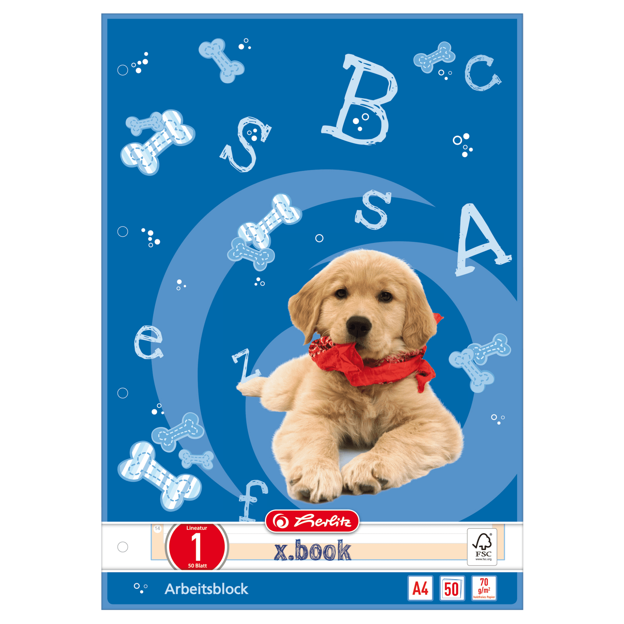 herlitz Schreibblock DIN A4 Lineatur 1 mit Motiv 50 Blatt