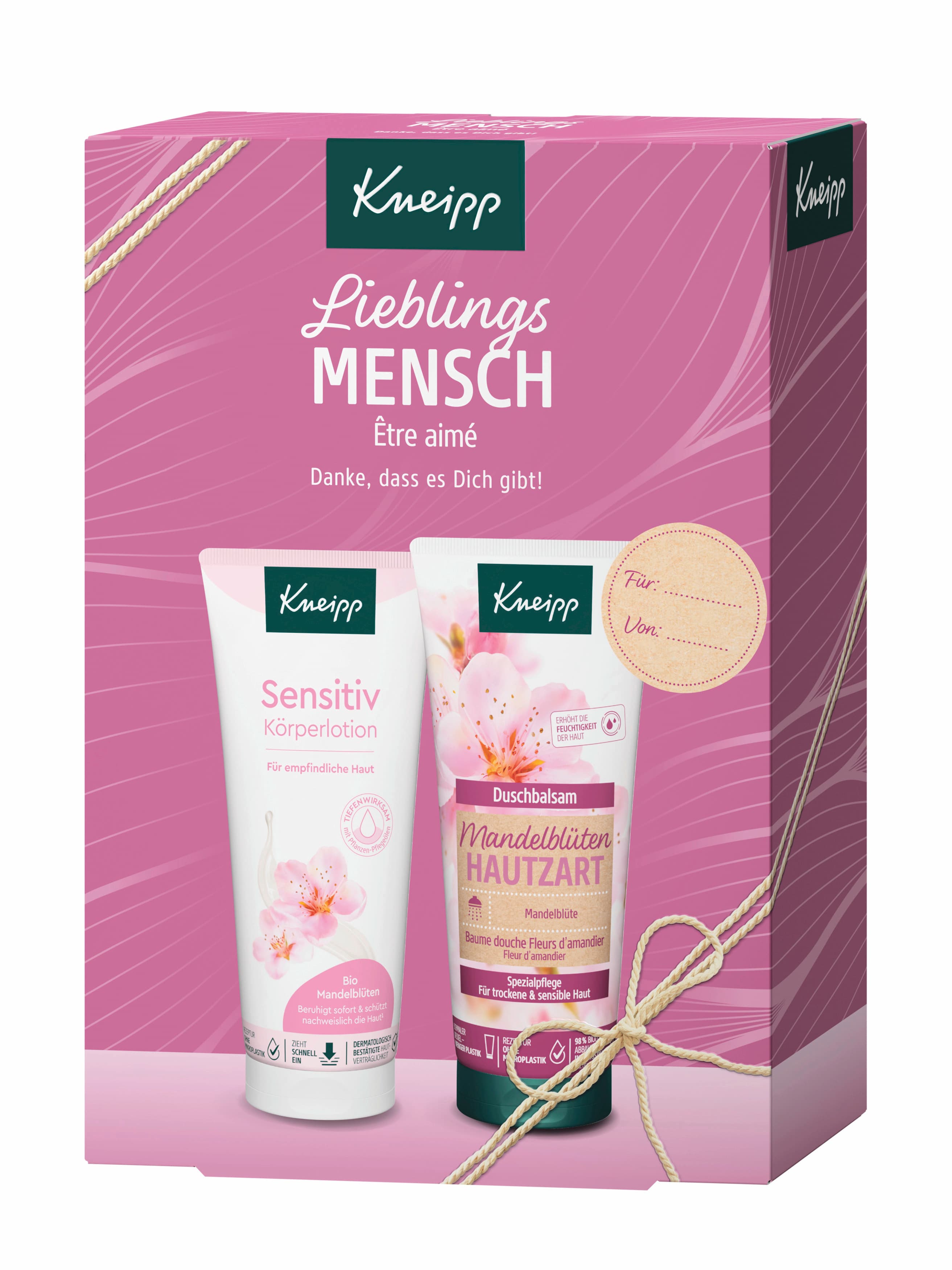 Kneipp Lieblings Mensch Geschenkpackung Sensitiv Körperlotion & Duschbalsam Mandelblüten Hautzart