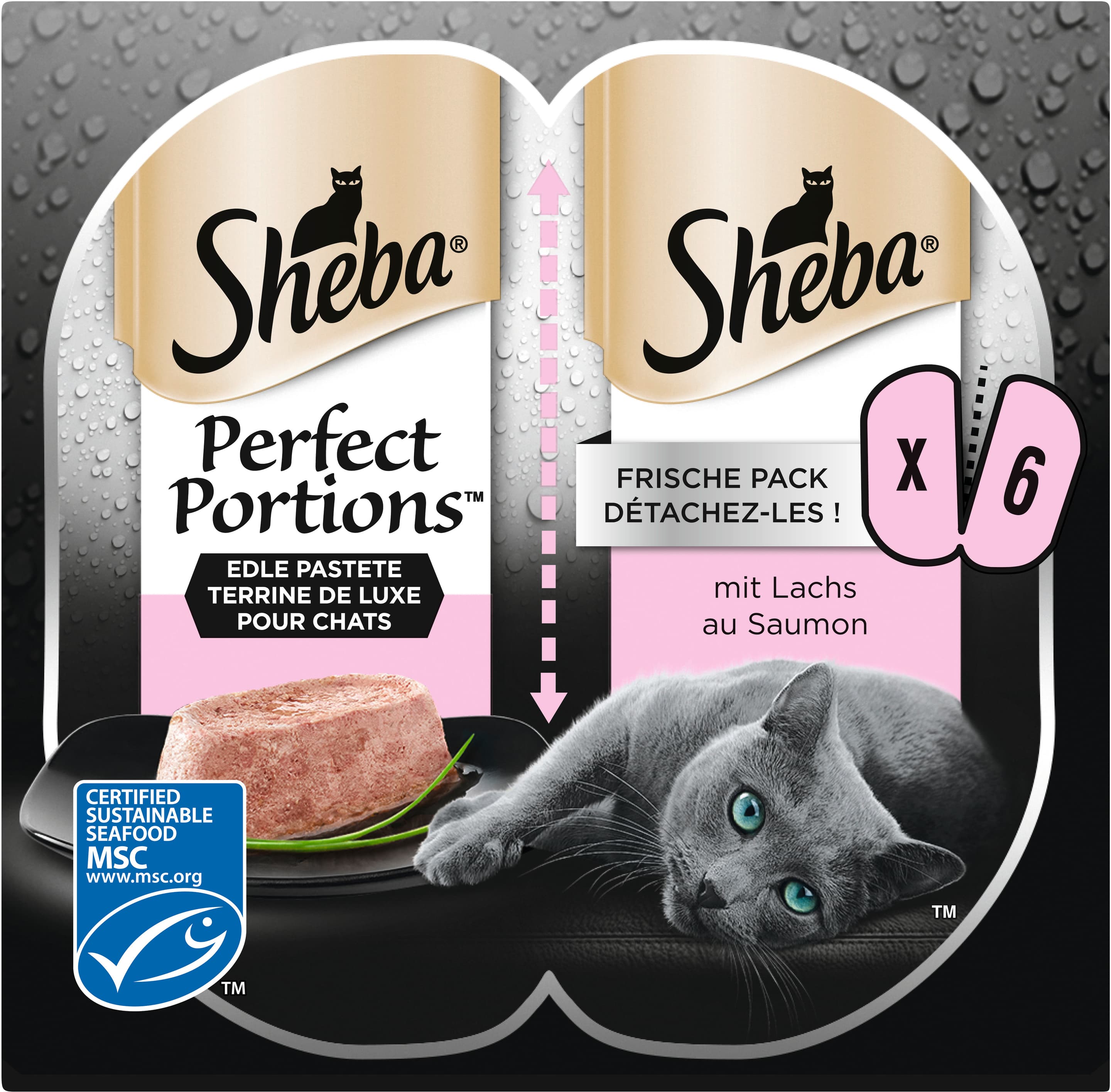 SHEBA® Perfect Portions™ Edle Pastete mit Lachs Portionsbeutel
