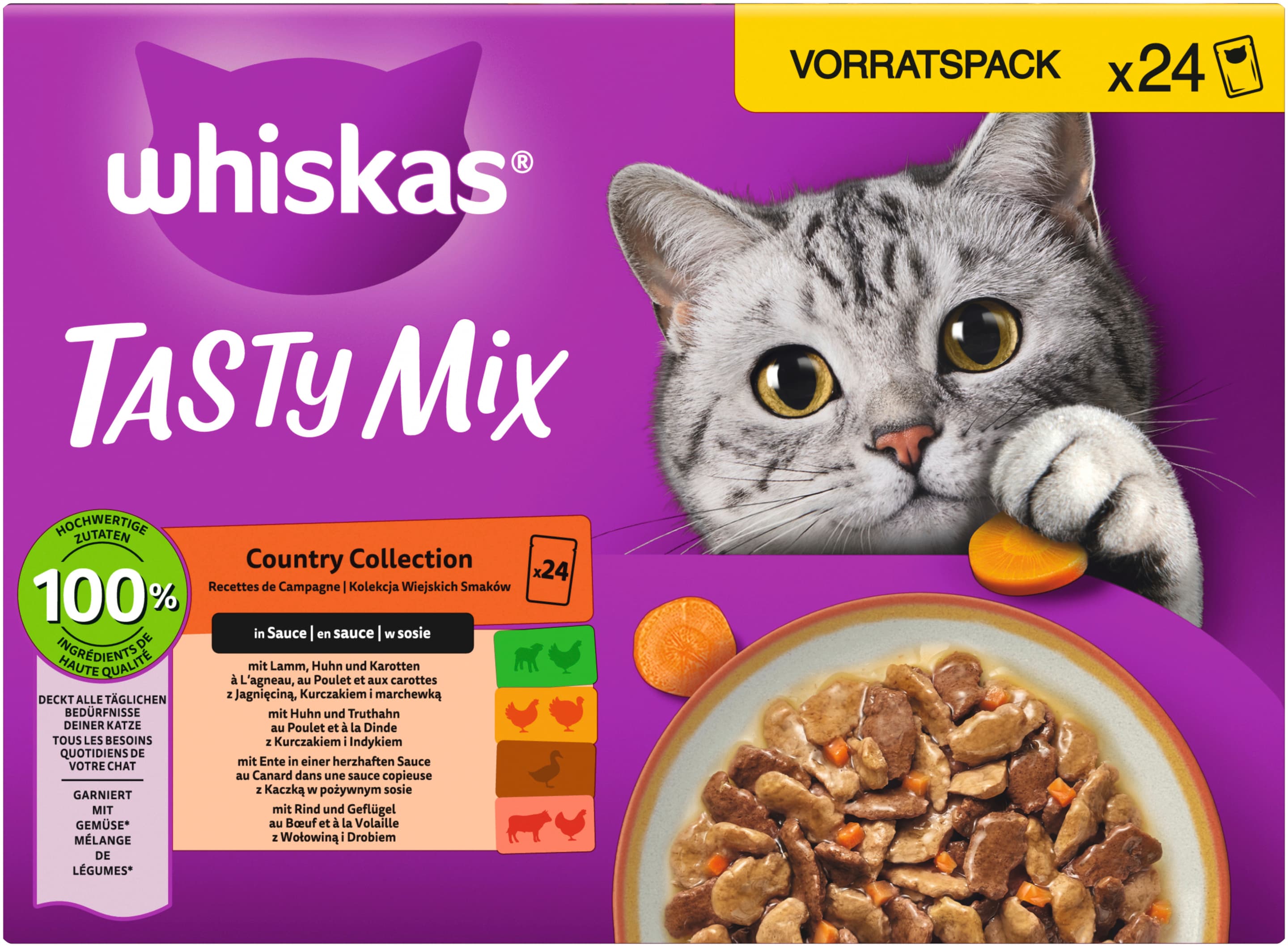 Whiskas® Tasty Mix Portionsbeutel Country Collection in Sauce 24x85g