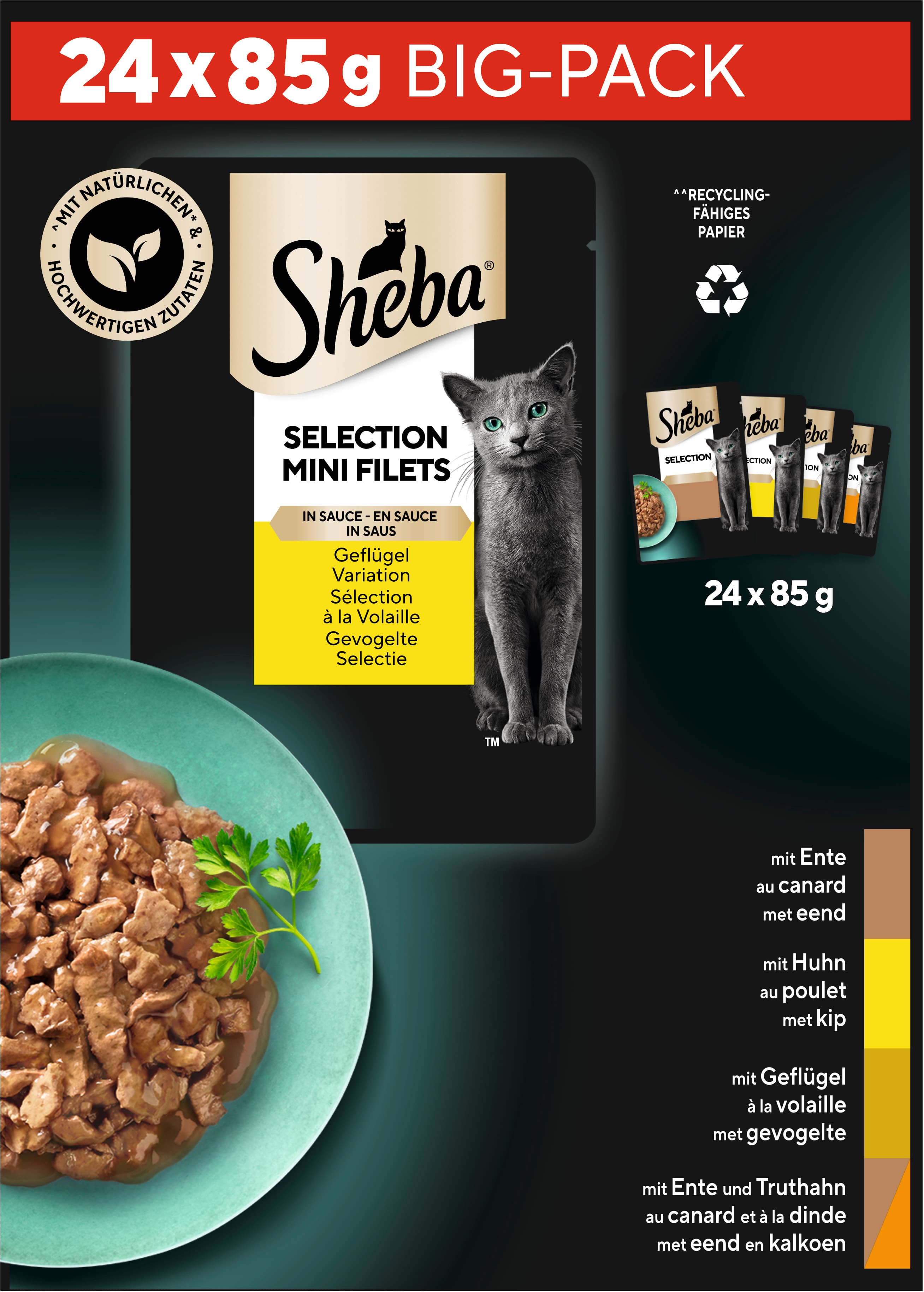 SHEBA® Selection Multipack Portionsbeutel Geflügel Variation 24x85g