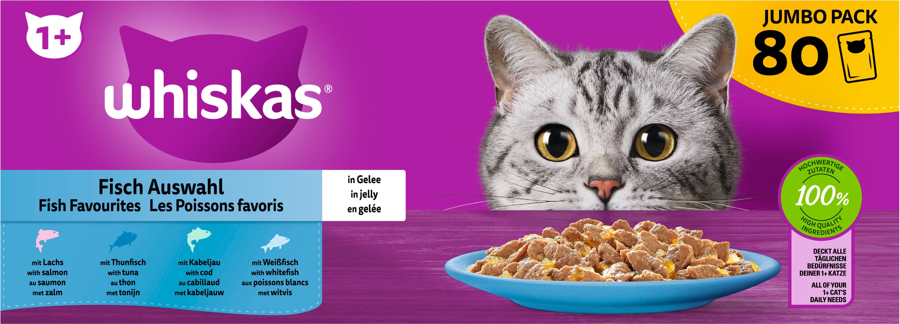 WHISKAS® Fisch Auswahl in Gelee Jumbo Pack