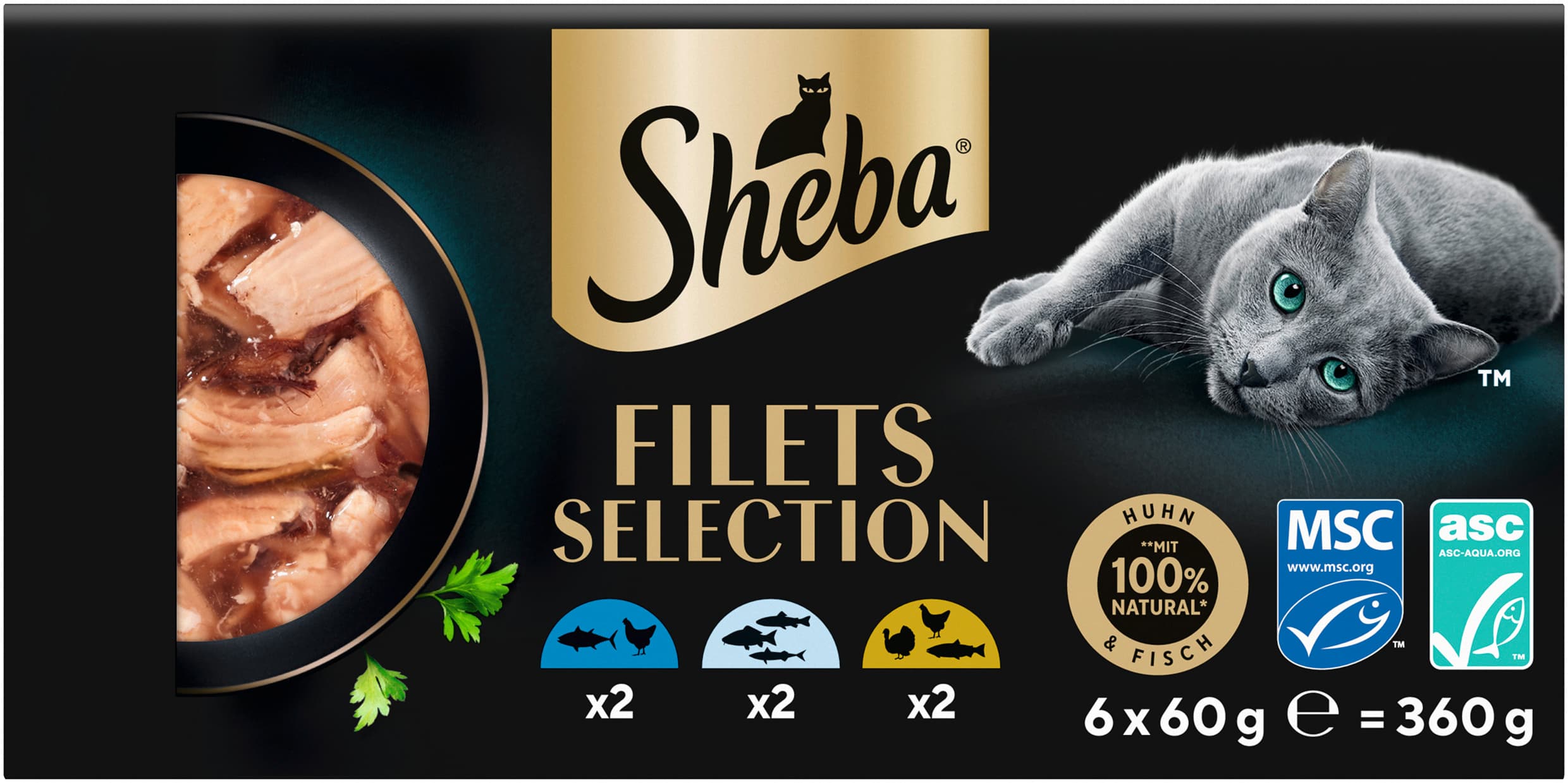 SHEBA® Filets Selection Multipack 3 Varietäten 6x60g