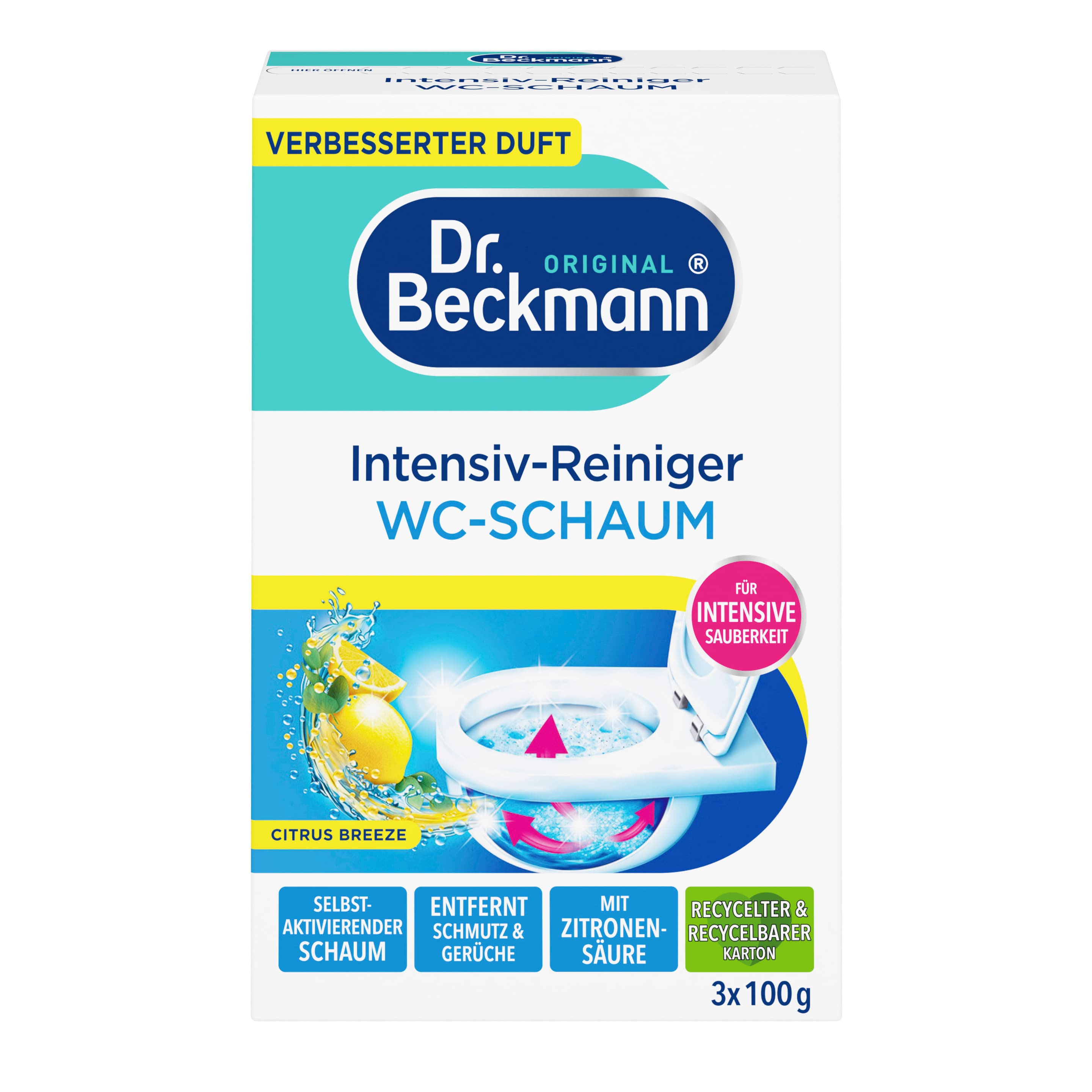 Dr.Beckmann Aktivkohle WC-Schaum 3x100g